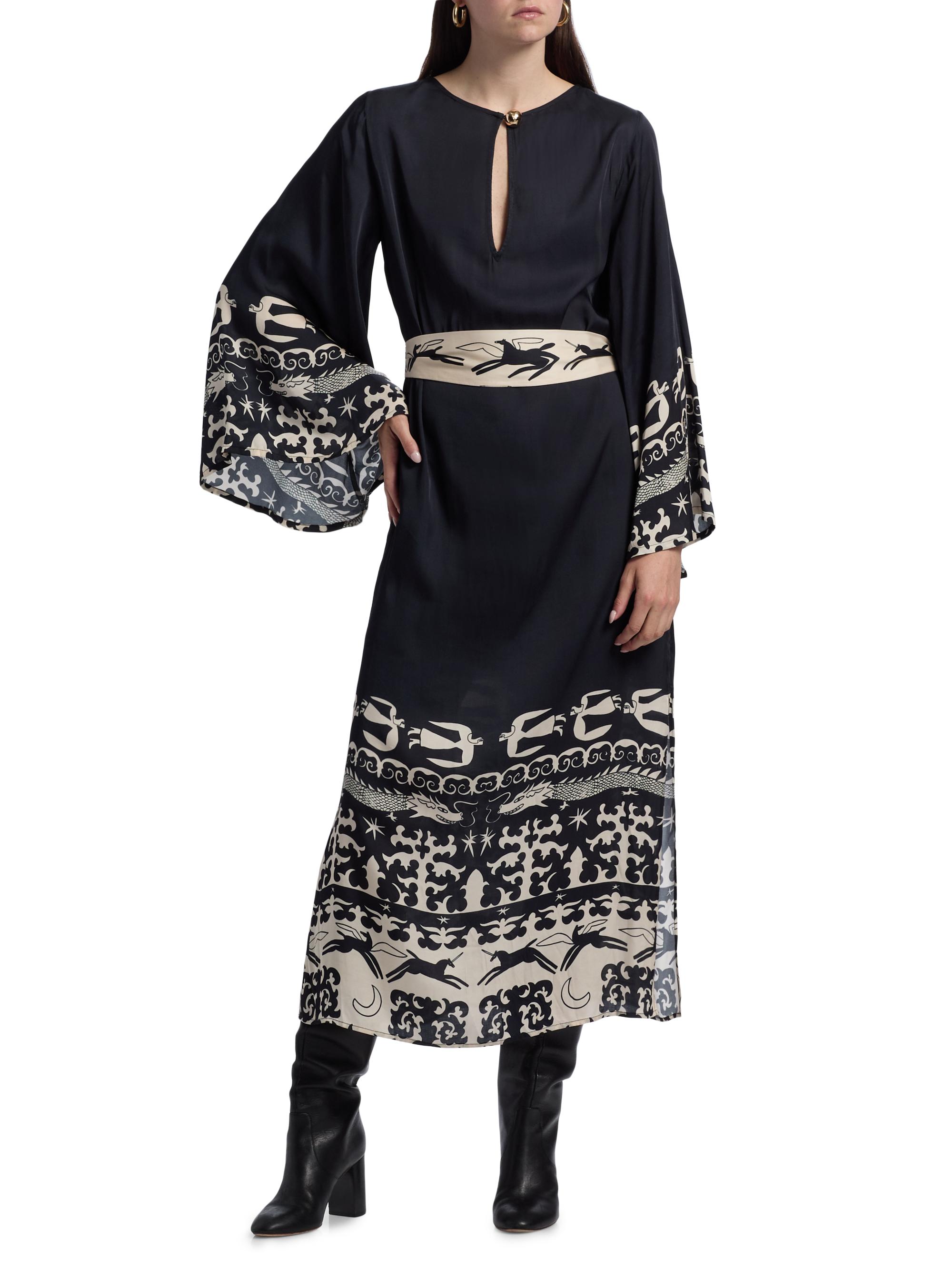 knee length dresses for ladies JYOSEI Noir Dragon Crystal Mesh Maxi Dress Black / S main image 1