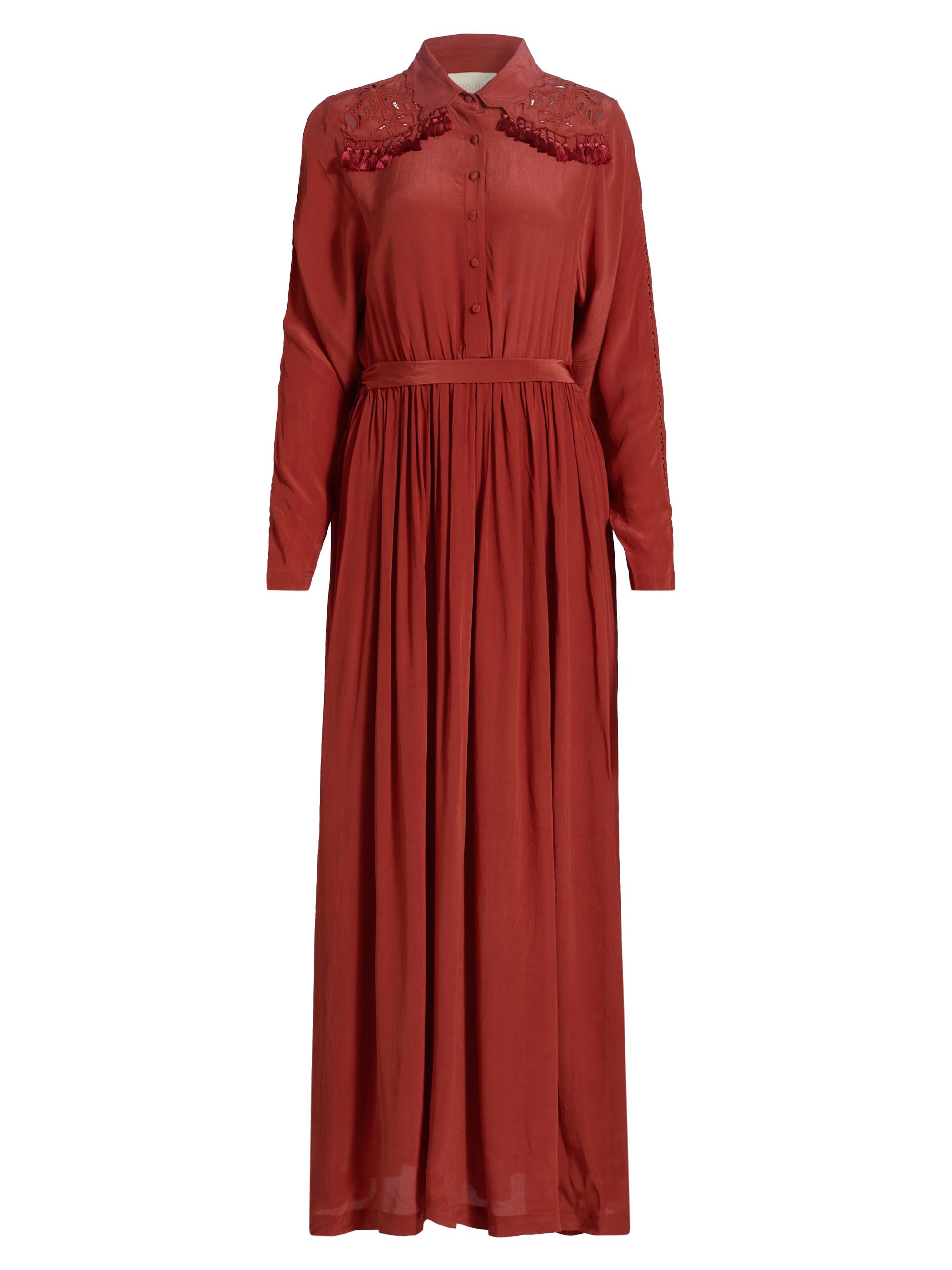 Carolina K Women's Cumbre Embroidred Maxi Dress - Blood Orange