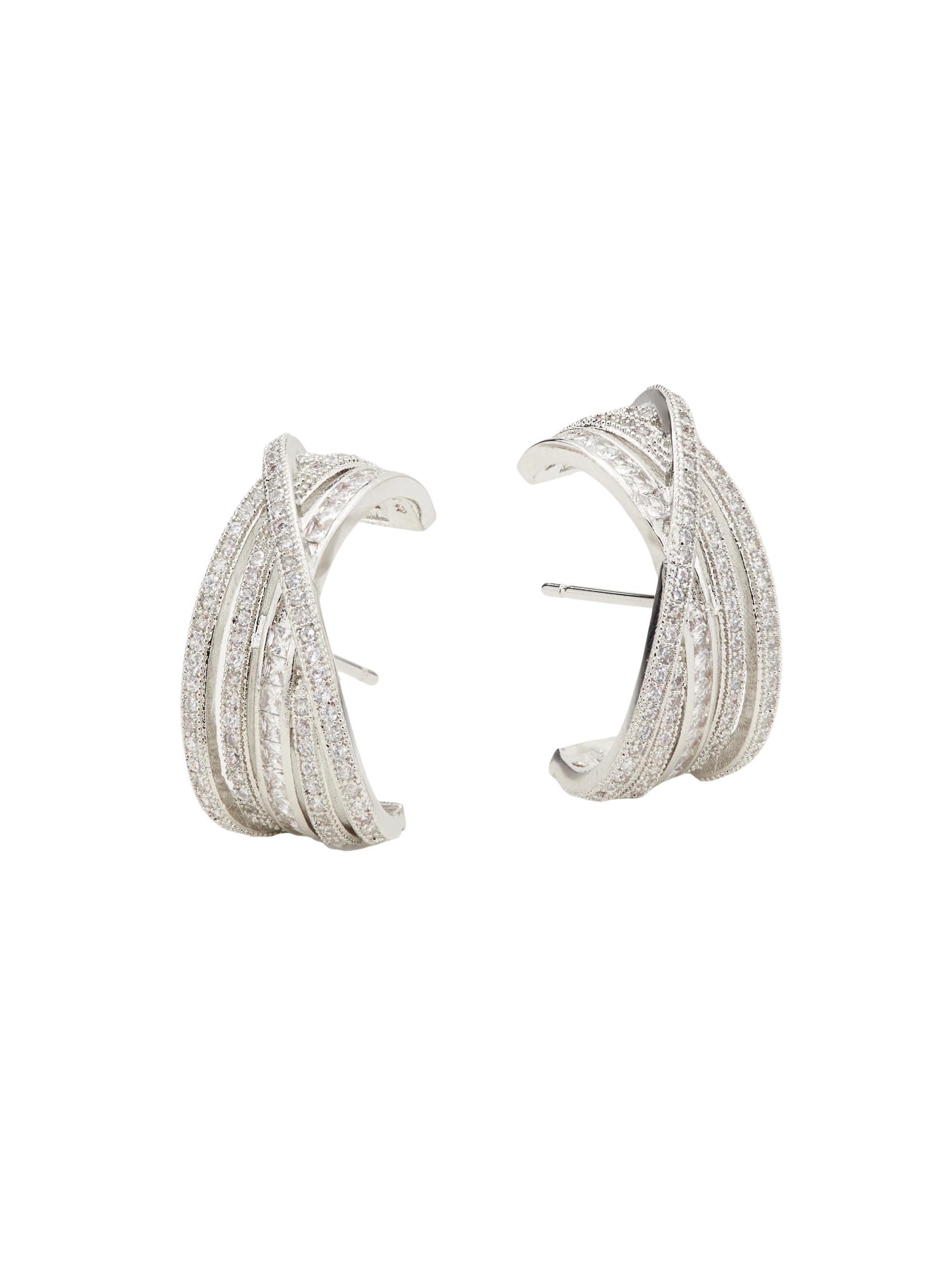 Shashi Women's Roux Sterling Silver & Cubic Zirconia Multi-Band Stud Earrings - Silver