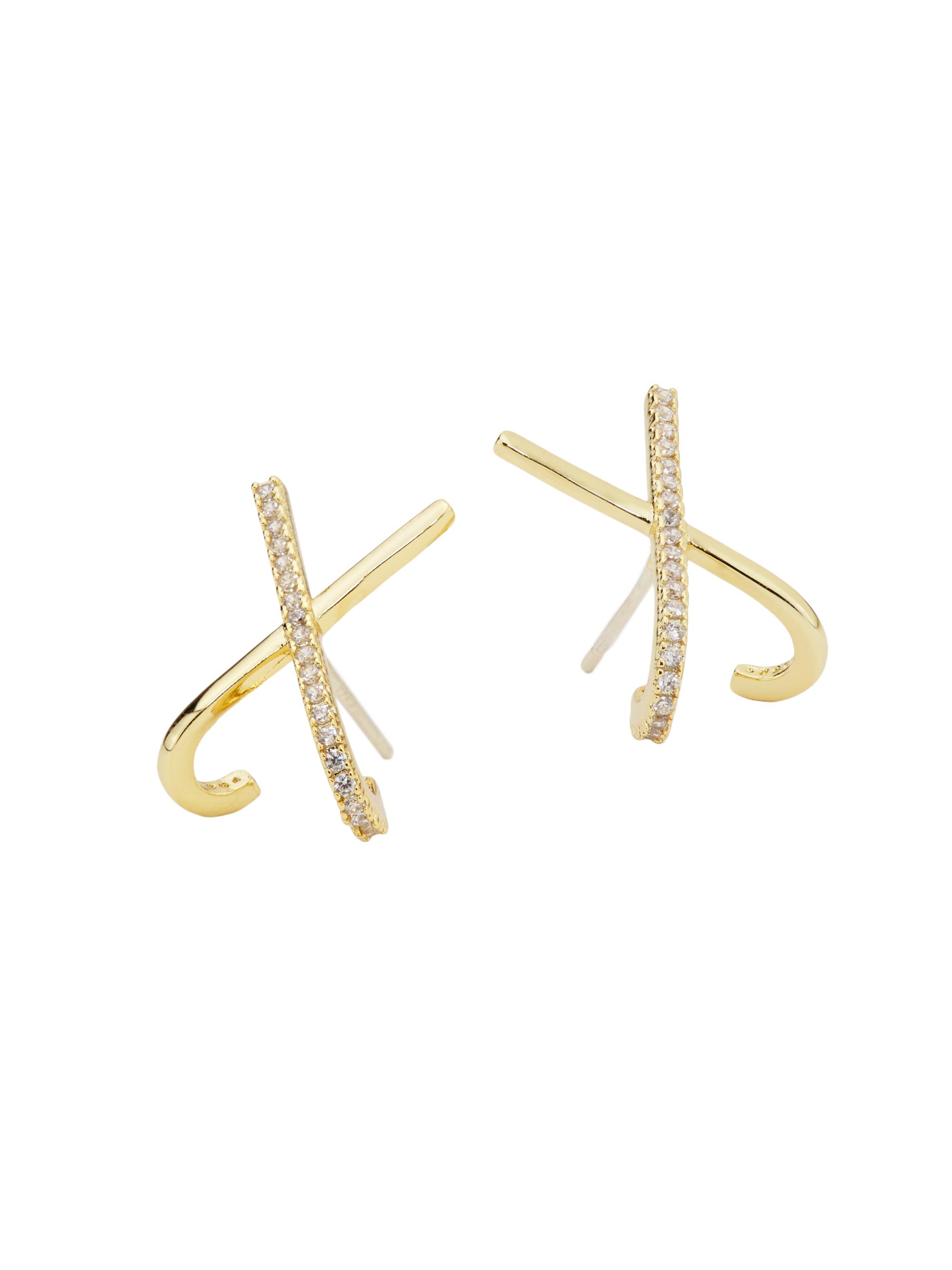 Shashi Women's Kriss Kross 14K-Gold-Plated & Cubic Zirconia Stud Earrings - Gold