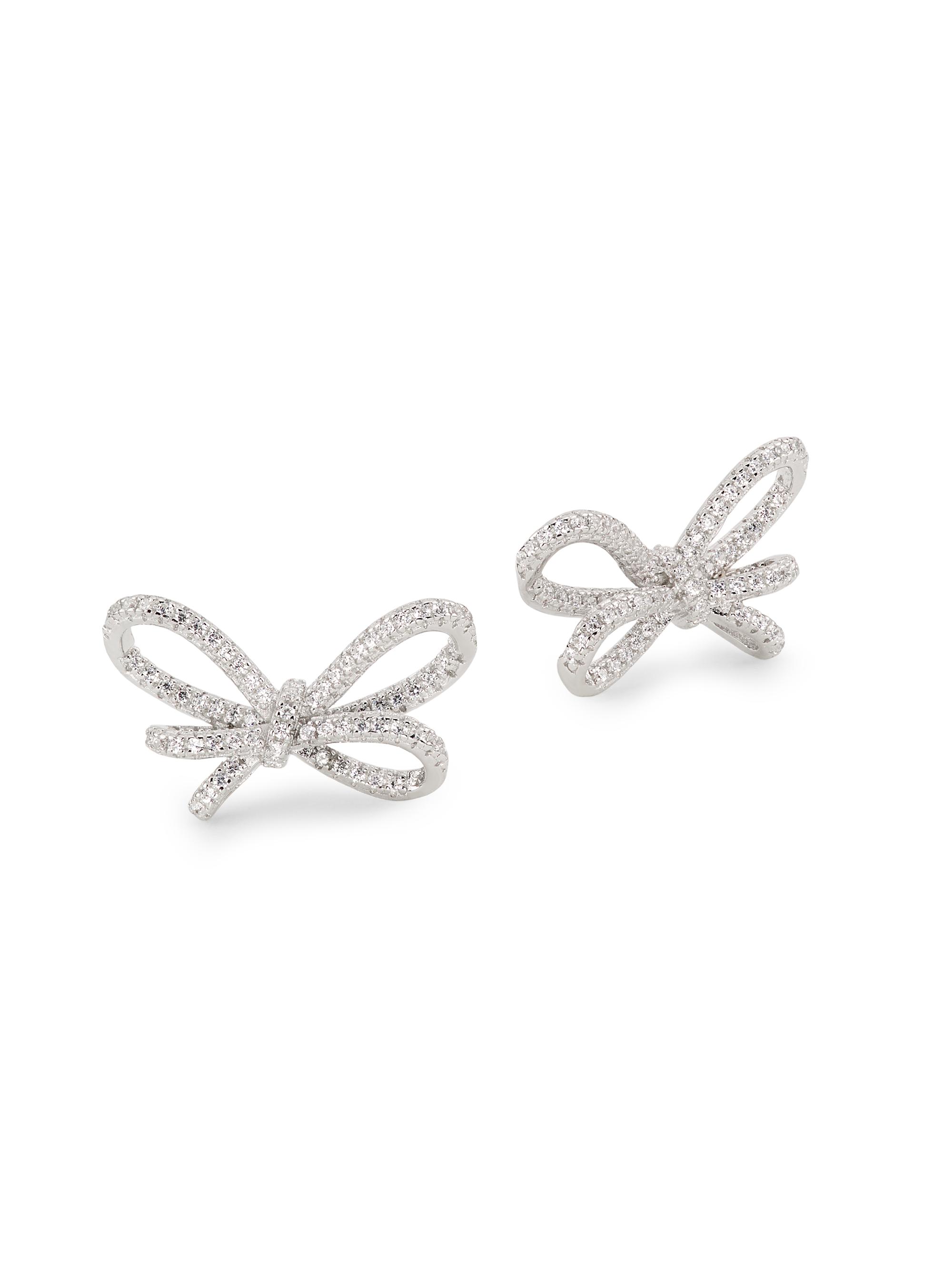 Shashi Women's Sterling Silver & Cubic Zirconia Bow Stud Earrings - Silver