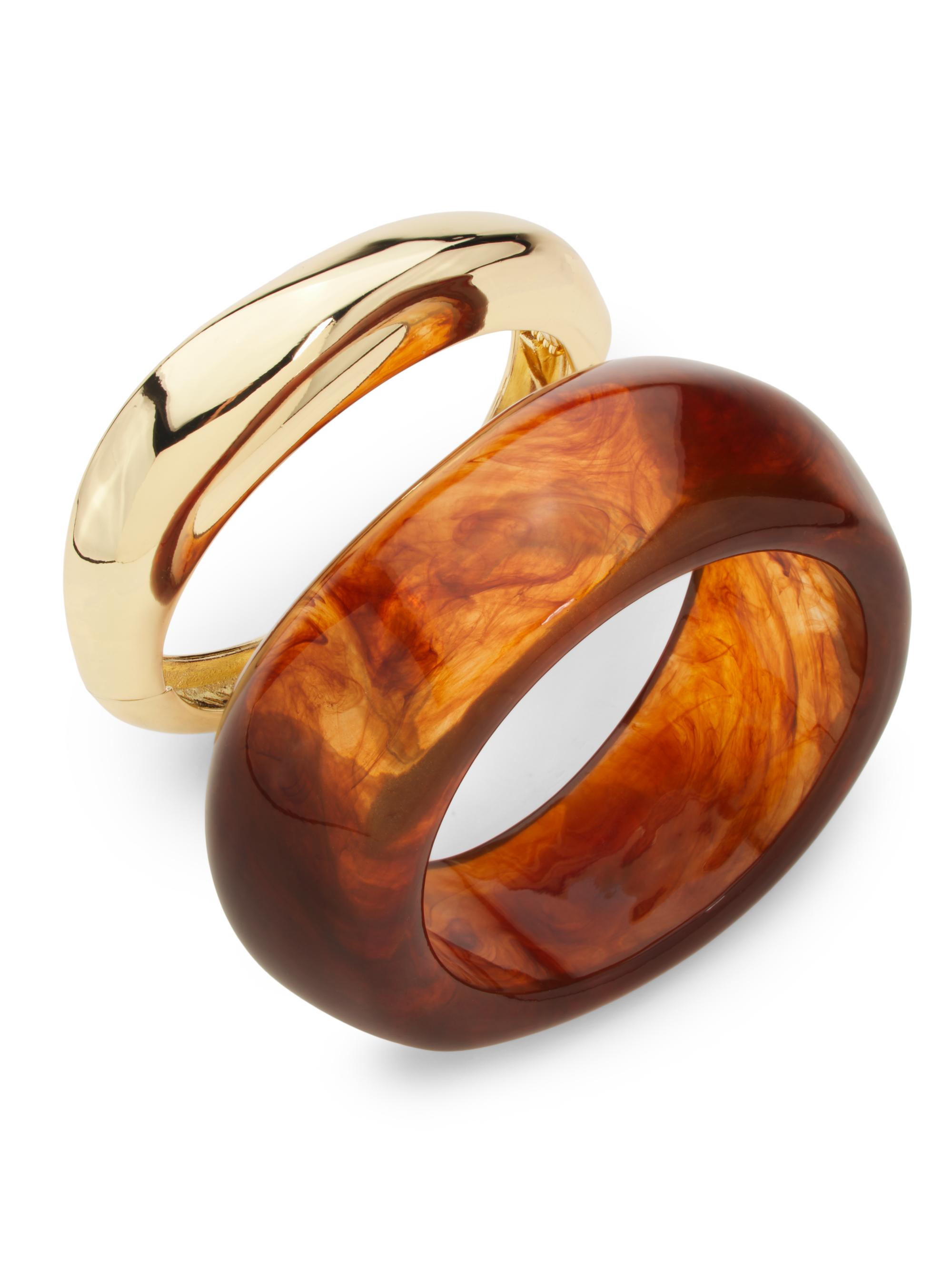 Shashi Women's 2-Piece 14K-Gold-Plated & Tortoiseshell Bangle Set - Gold Tortoise