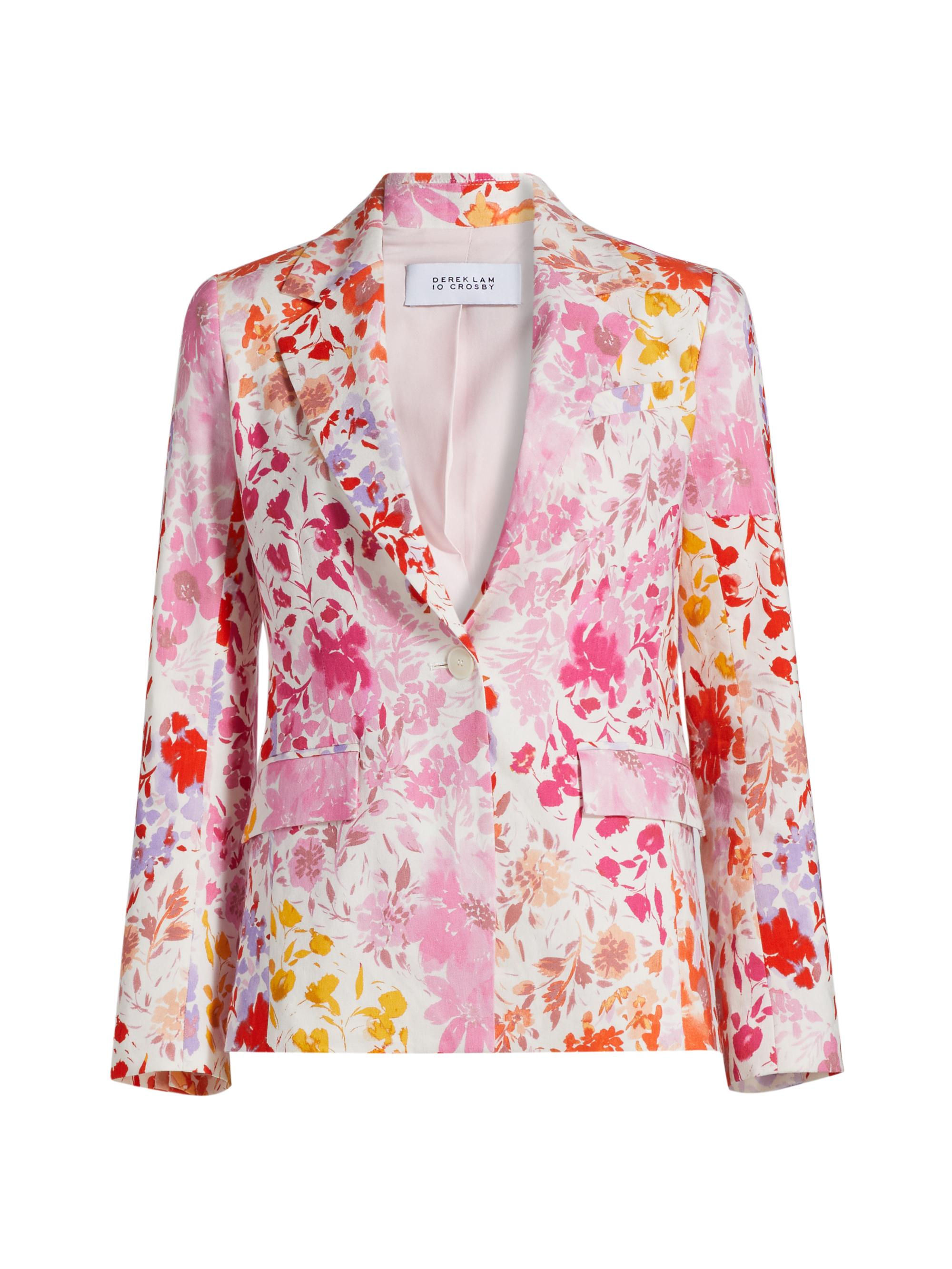 Derek Lam 10 Crosby Women's Irina Floral Stretch-Linen Blazer - Rose Multi