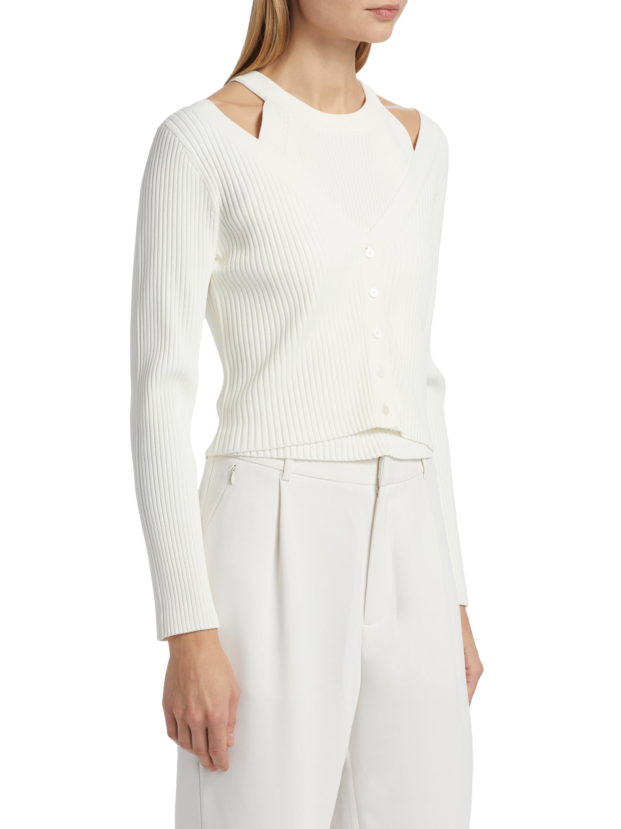 Derek Lam 10 Crosby Lonnie Rib-Knit Layered Cardigan | Saks Fifth