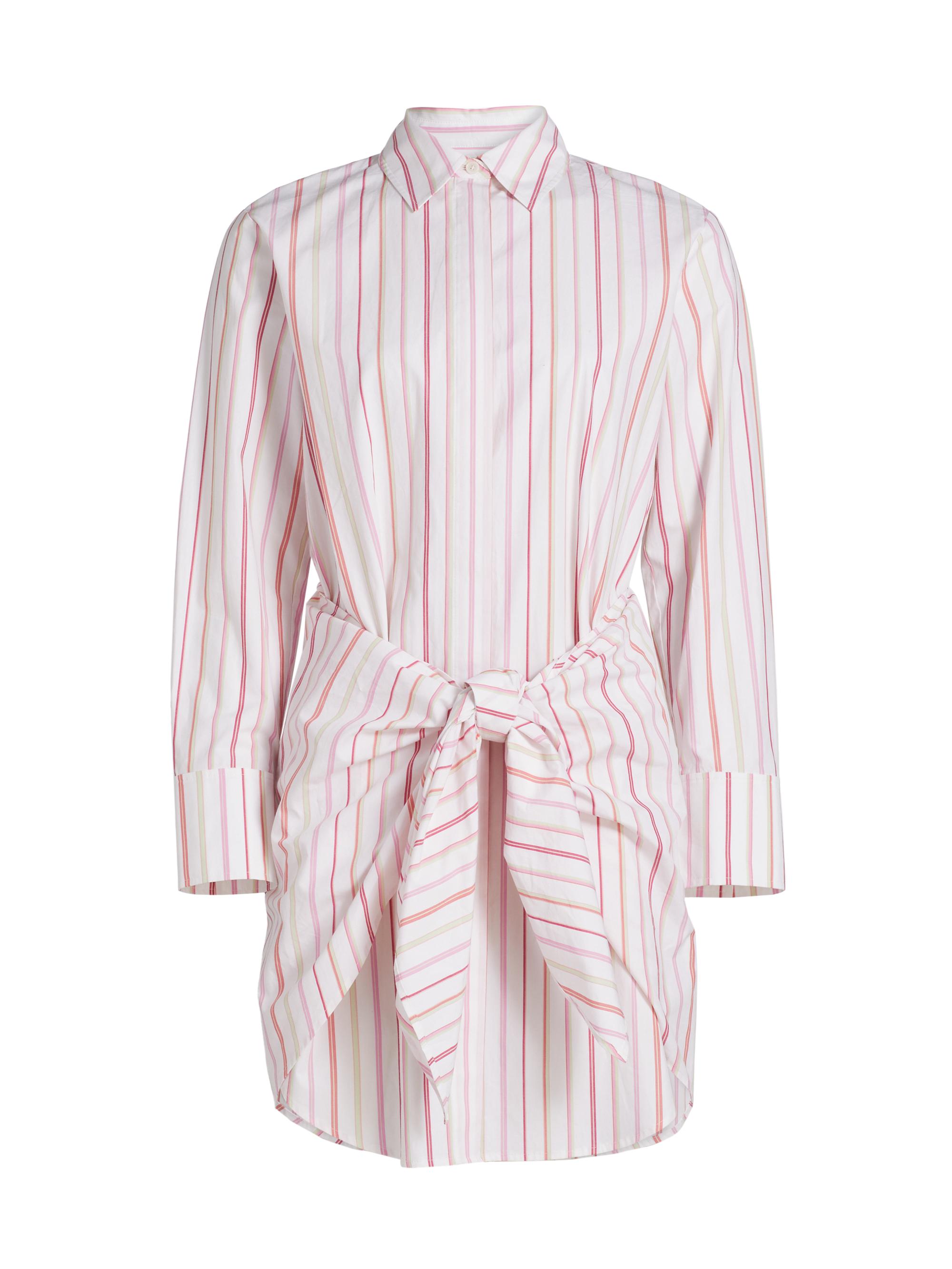 Derek Lam 10 Crosby Women's Trish Striped Tie-Front Mini Shirtdress - White Pink