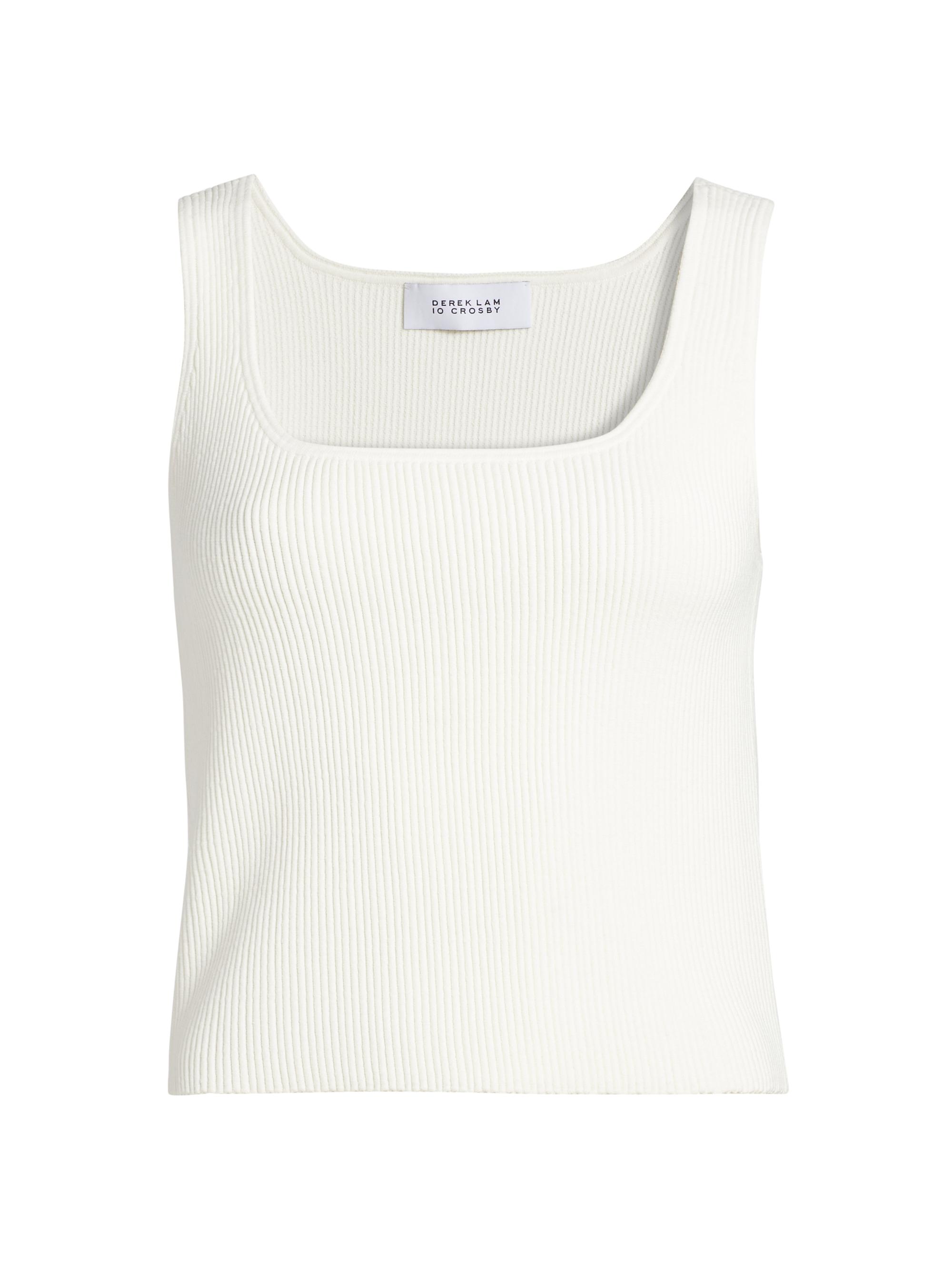 Derek Lam 10 Crosby Women's Sain Rib-Knit Tank - Blanc De Blanc