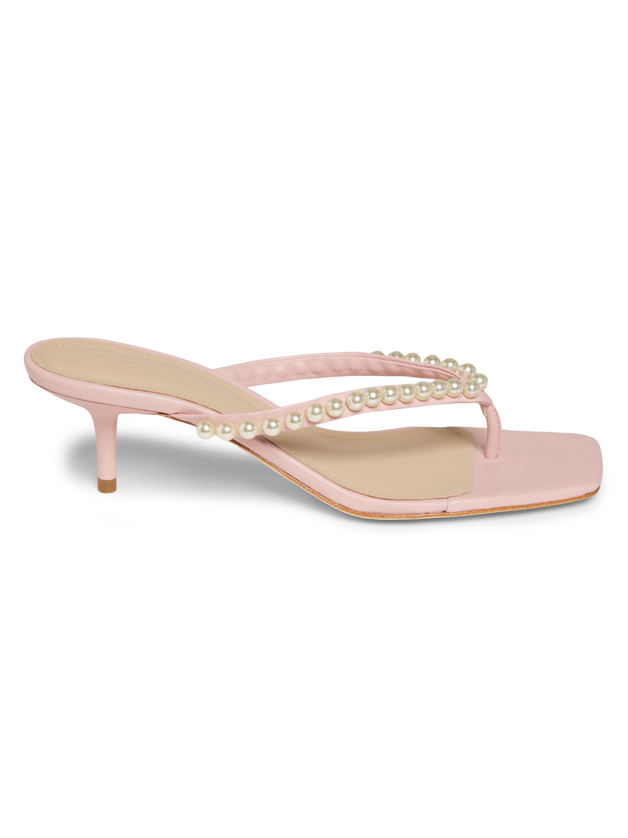 22élevé Women's 50MM Imitation Pearl-Embellished Leather Sandals - Ballet Pink