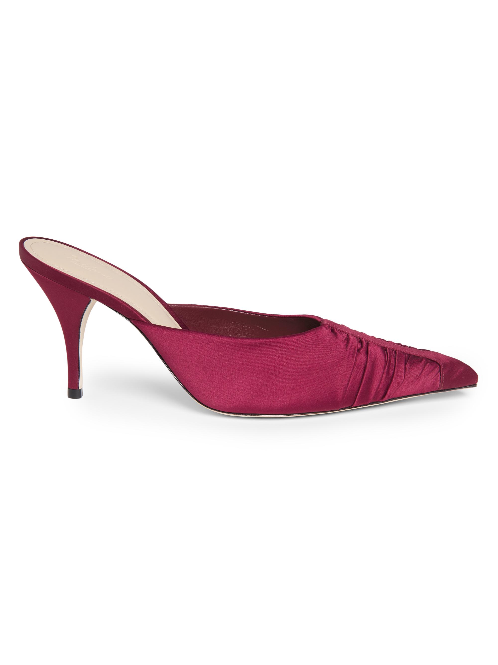 22élevé Women's 85MM Ruched Satin Mules - Bordeaux