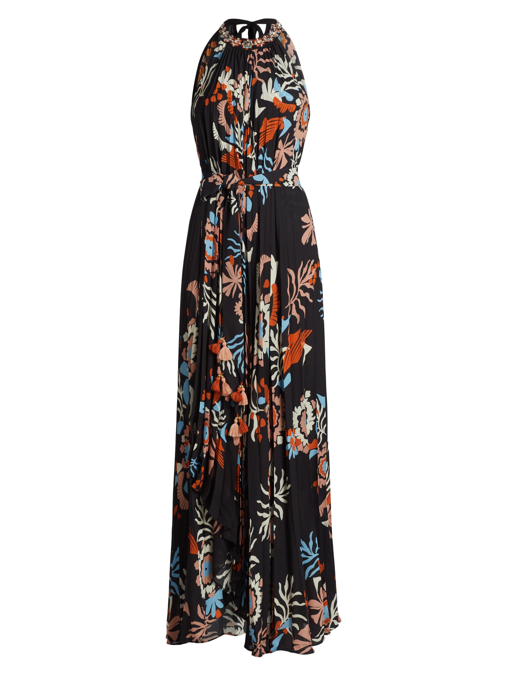 Figue Women's Jennifer Floral Halterneck Maxi Dress - Paradise Mirage Onyx Black