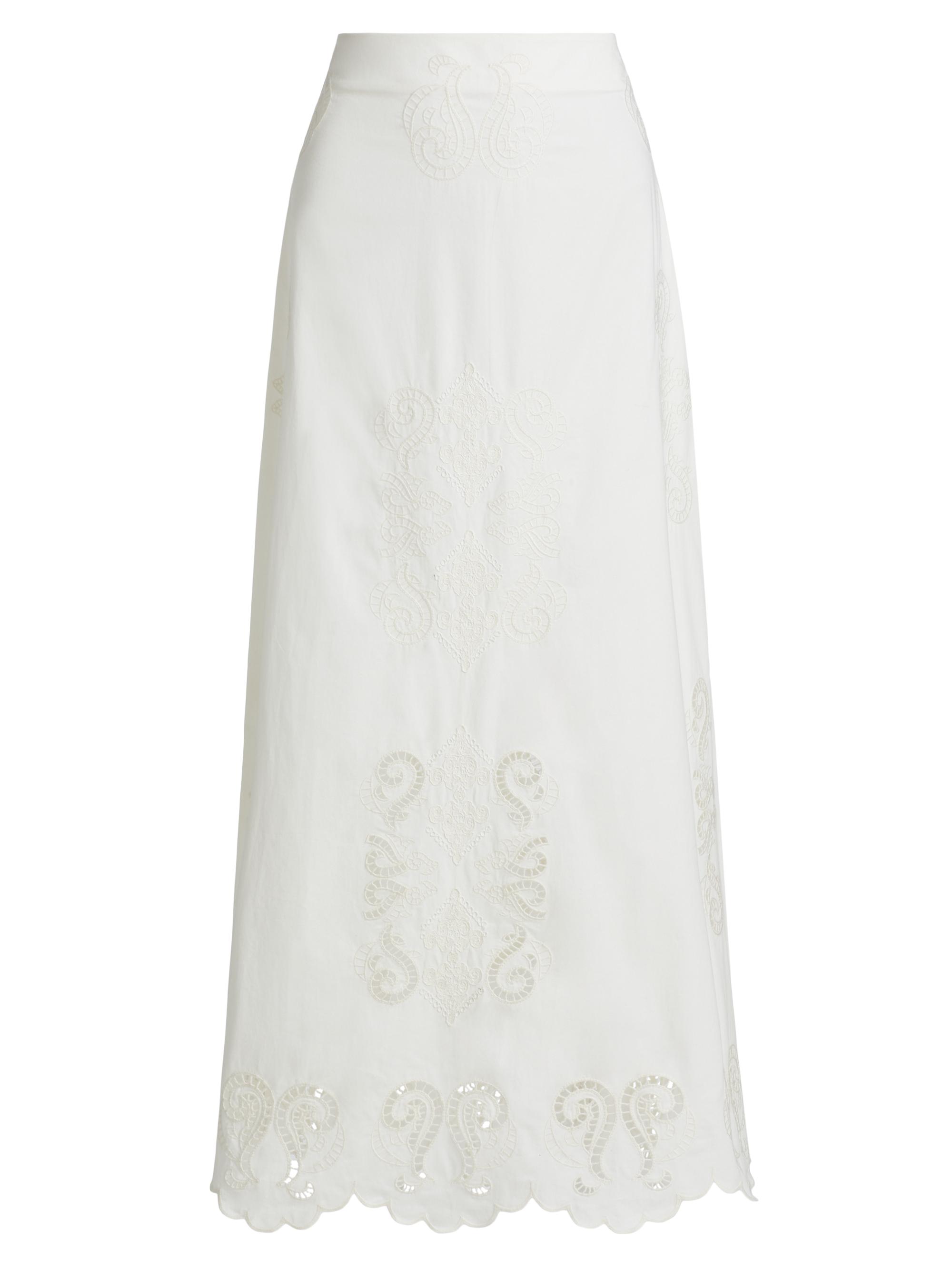 Figue Women's Poppy Embroidered Cotton Maxi Skirt - Chalk