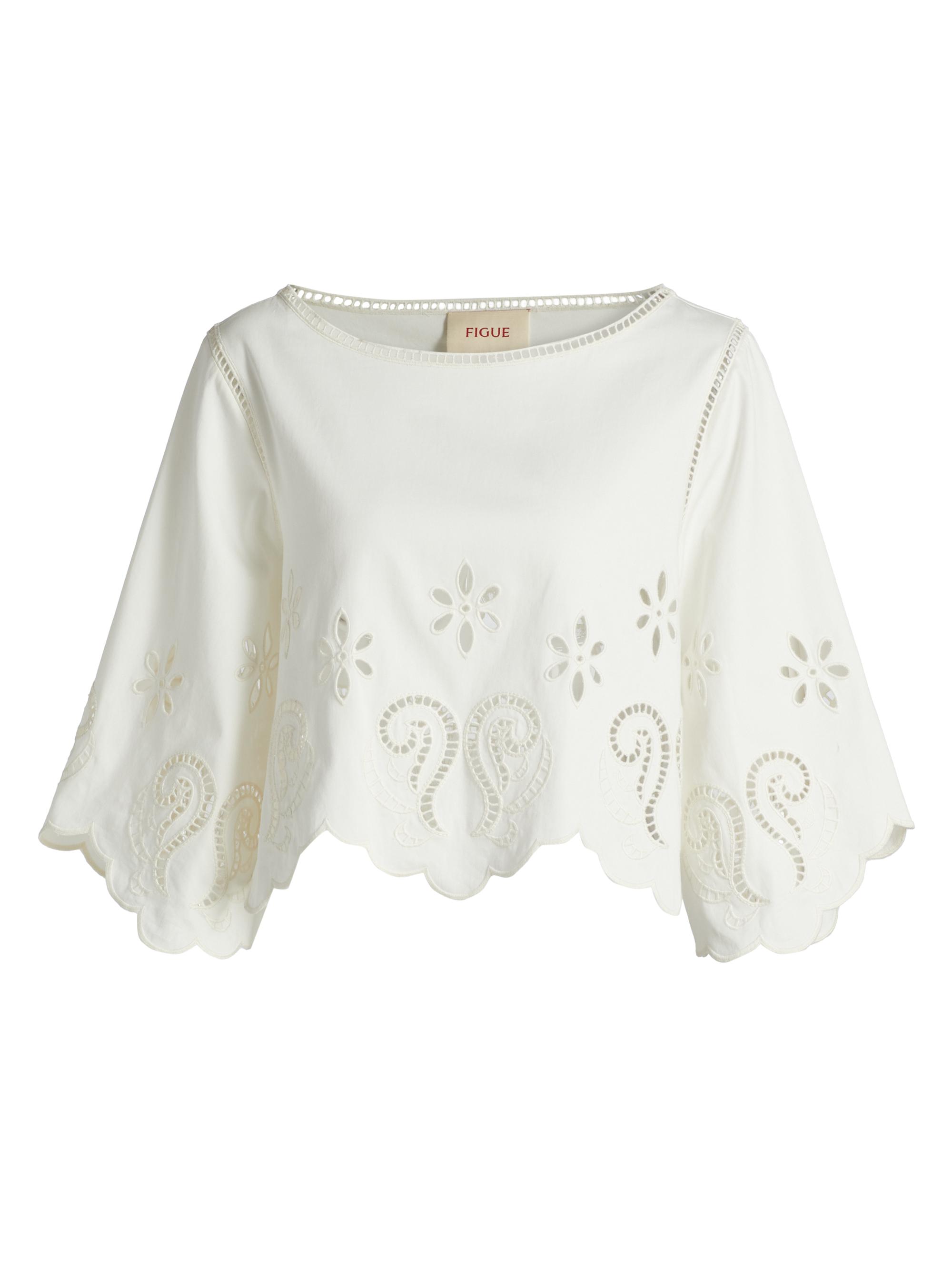 Figue Women's Seline Cotton Cut-Out Crop Top - Chalk