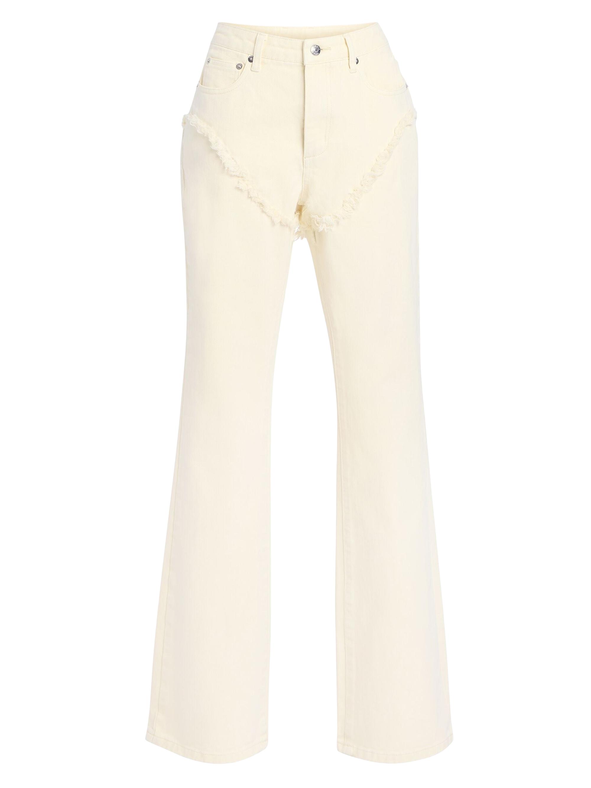 Ser.o.ya Women's Dahlia Frayed Bootcut Jeans - Eggshell