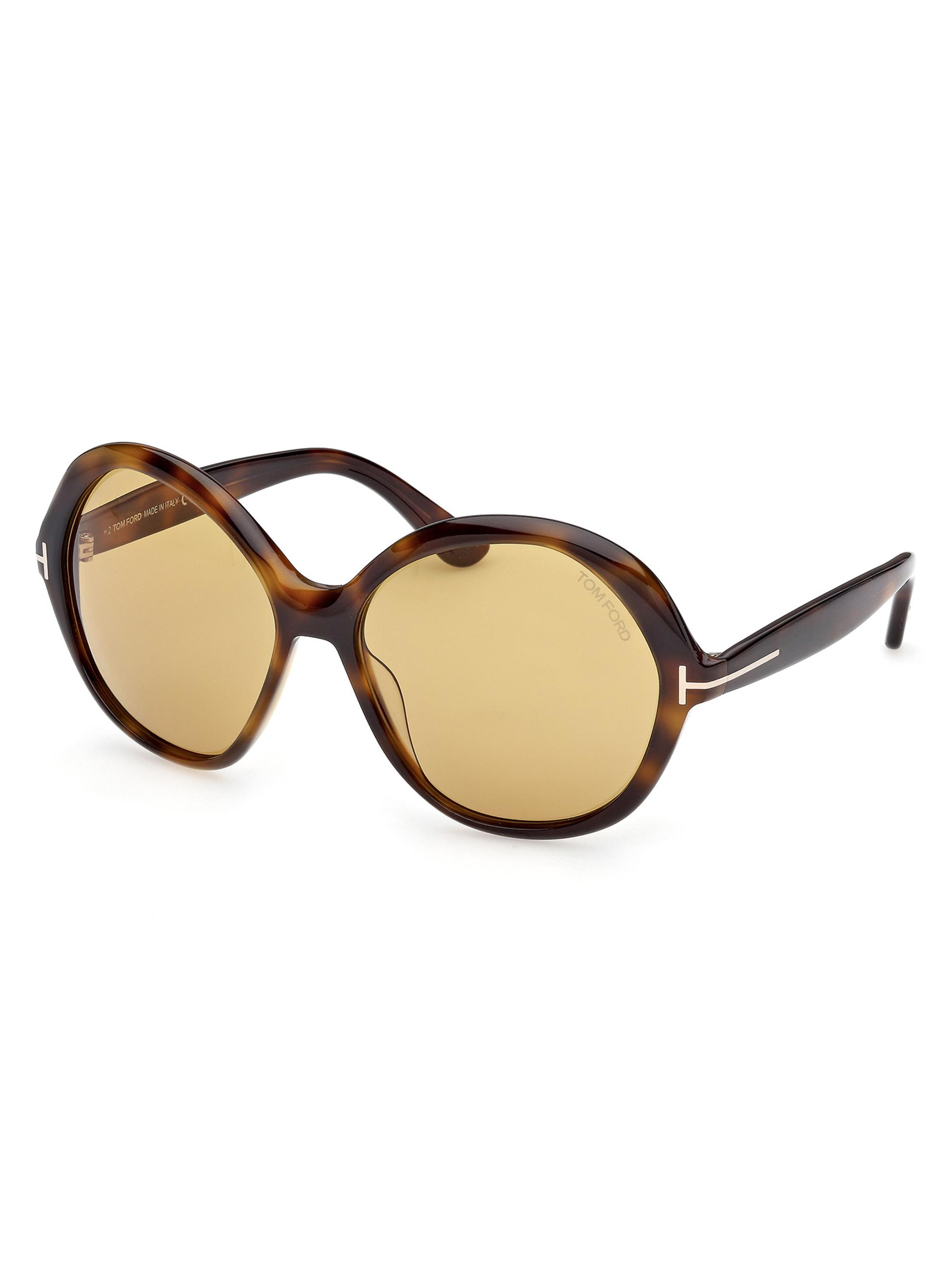 TOM FORD Women's Annabelle 60MM Round Oversized Sunglasses - Shiny Dark Havana Yellow