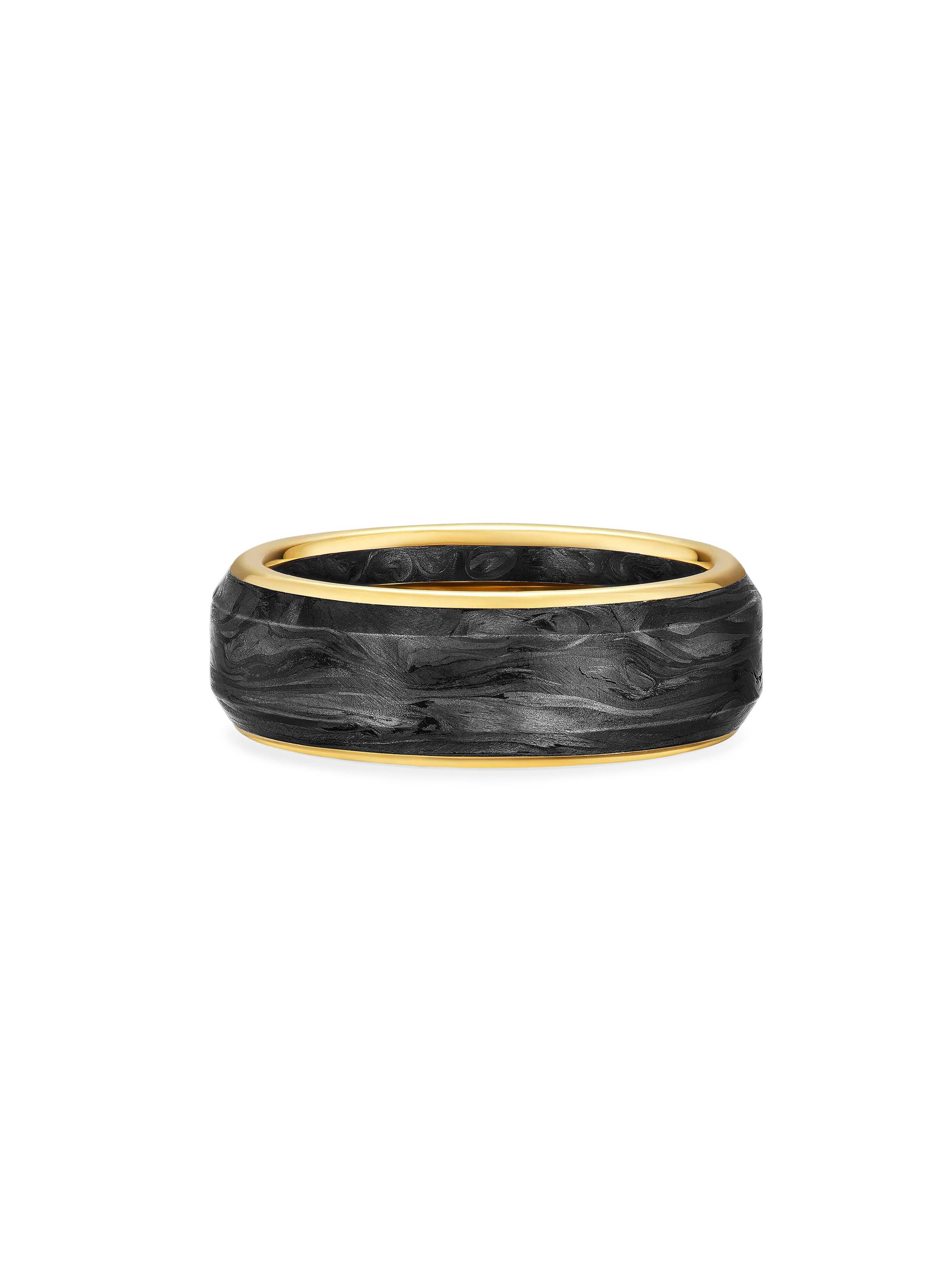 David Yurman Men's Streamline Band Ring in 18K Yellow Gold - Forged Carbon