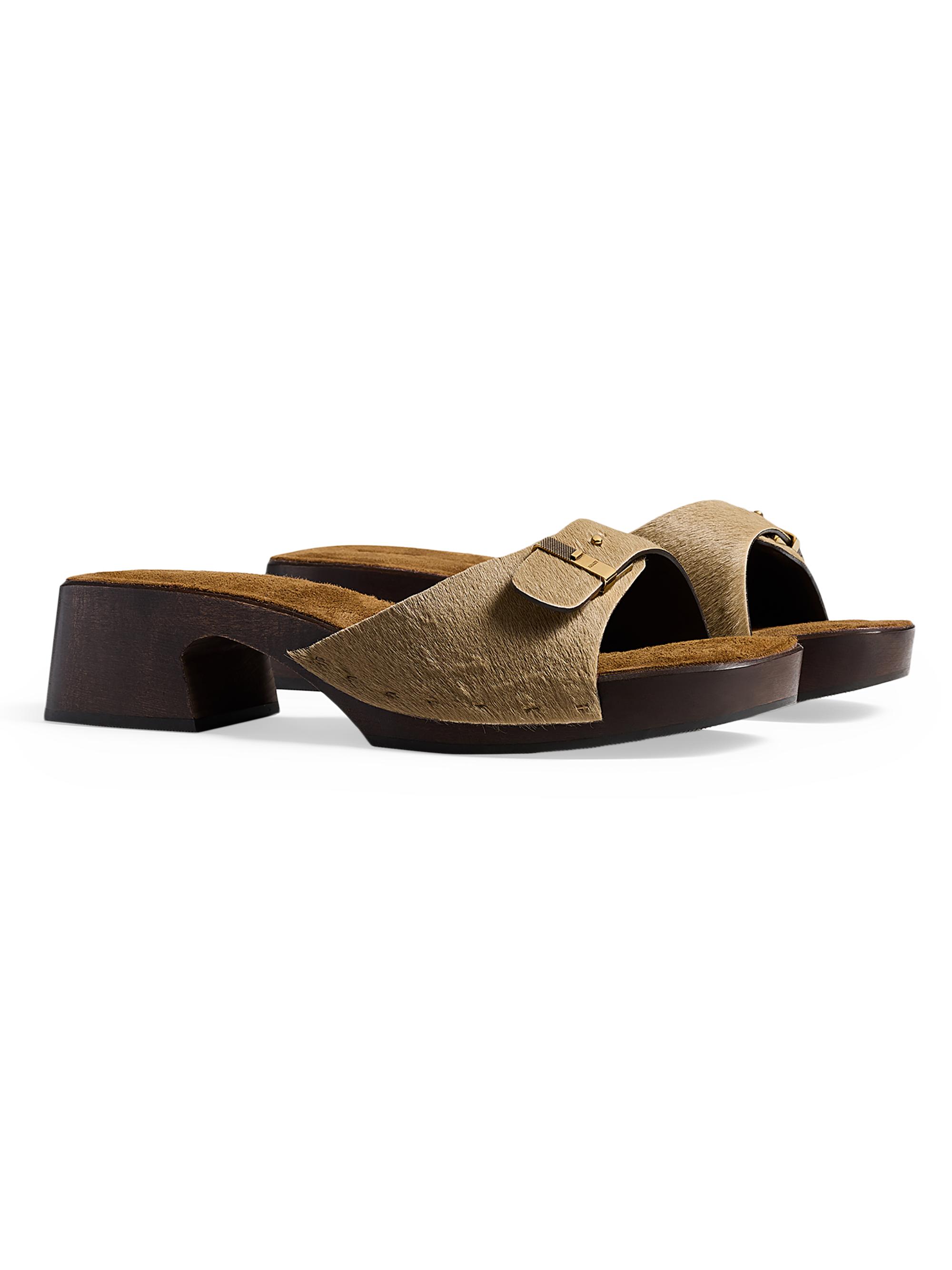 Khaite Britt Buckle-Detail Calf Hair Sandals | Saks Fifth Avenue