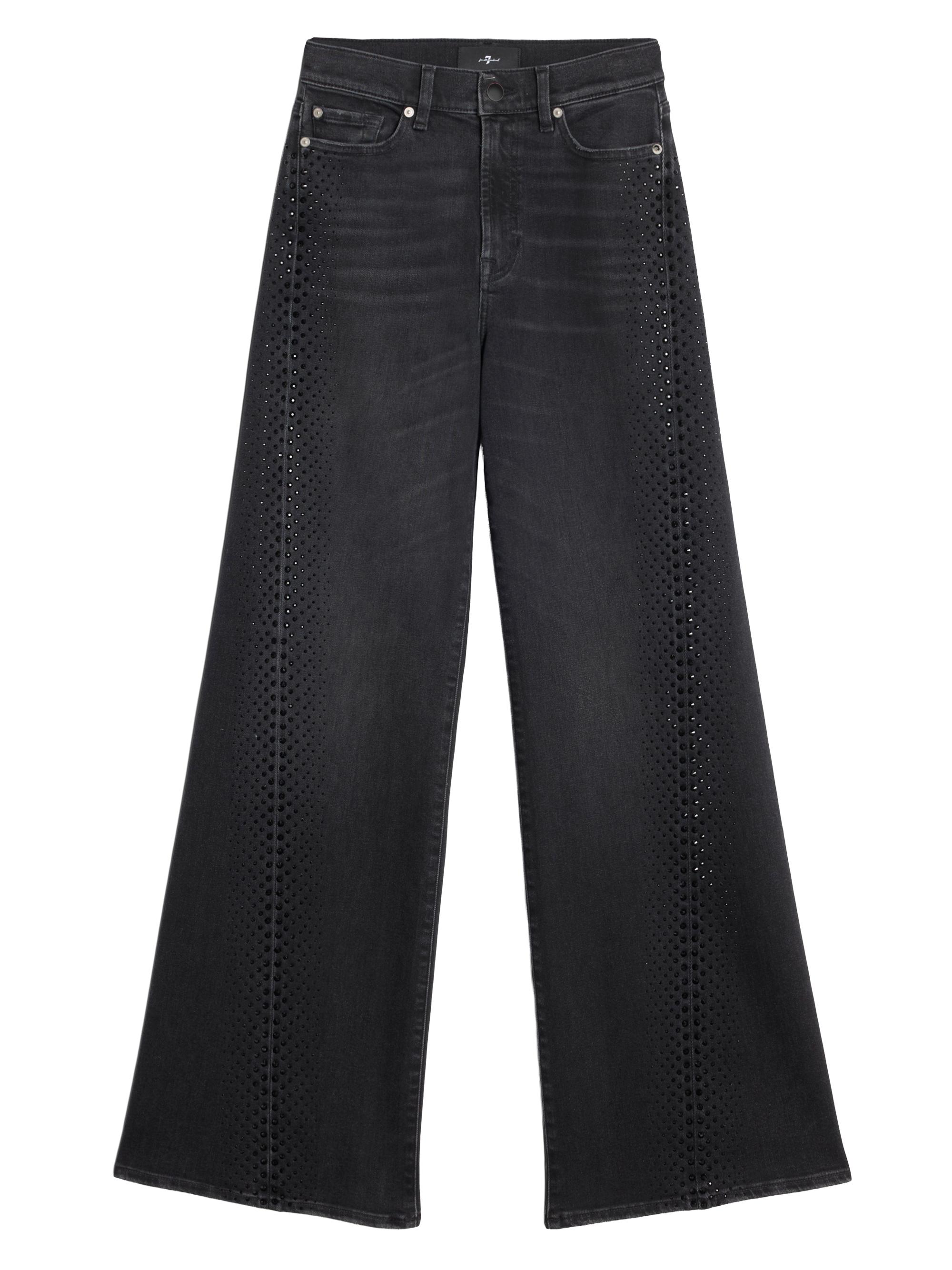 7 For All Mankind Women's Twisted Lotta Rhinestone Wide-Leg Jeans - Bottomline