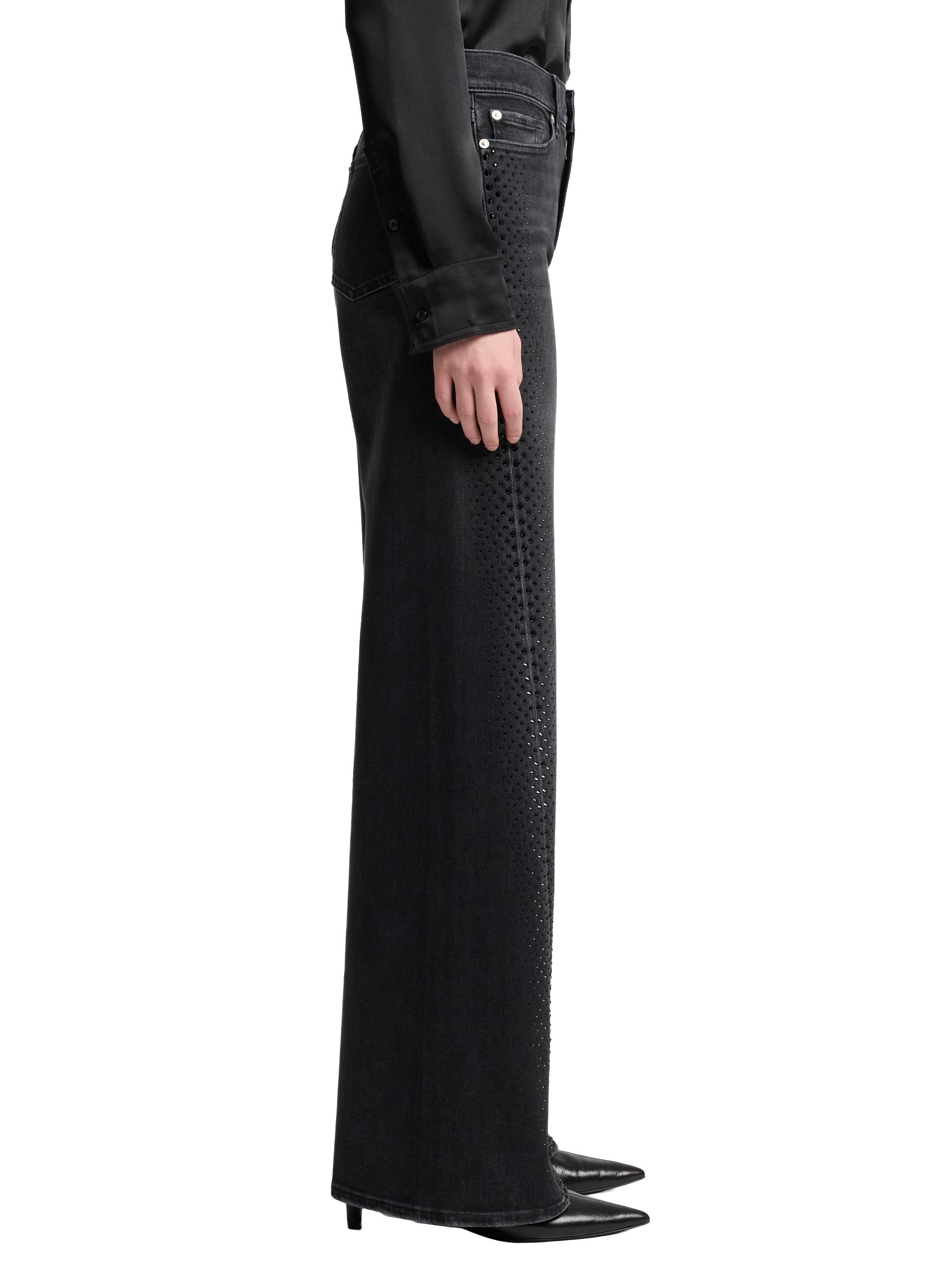 7 For All Mankind Twisted Lotta Rhinestone Wide-Leg Jeans | Saks
