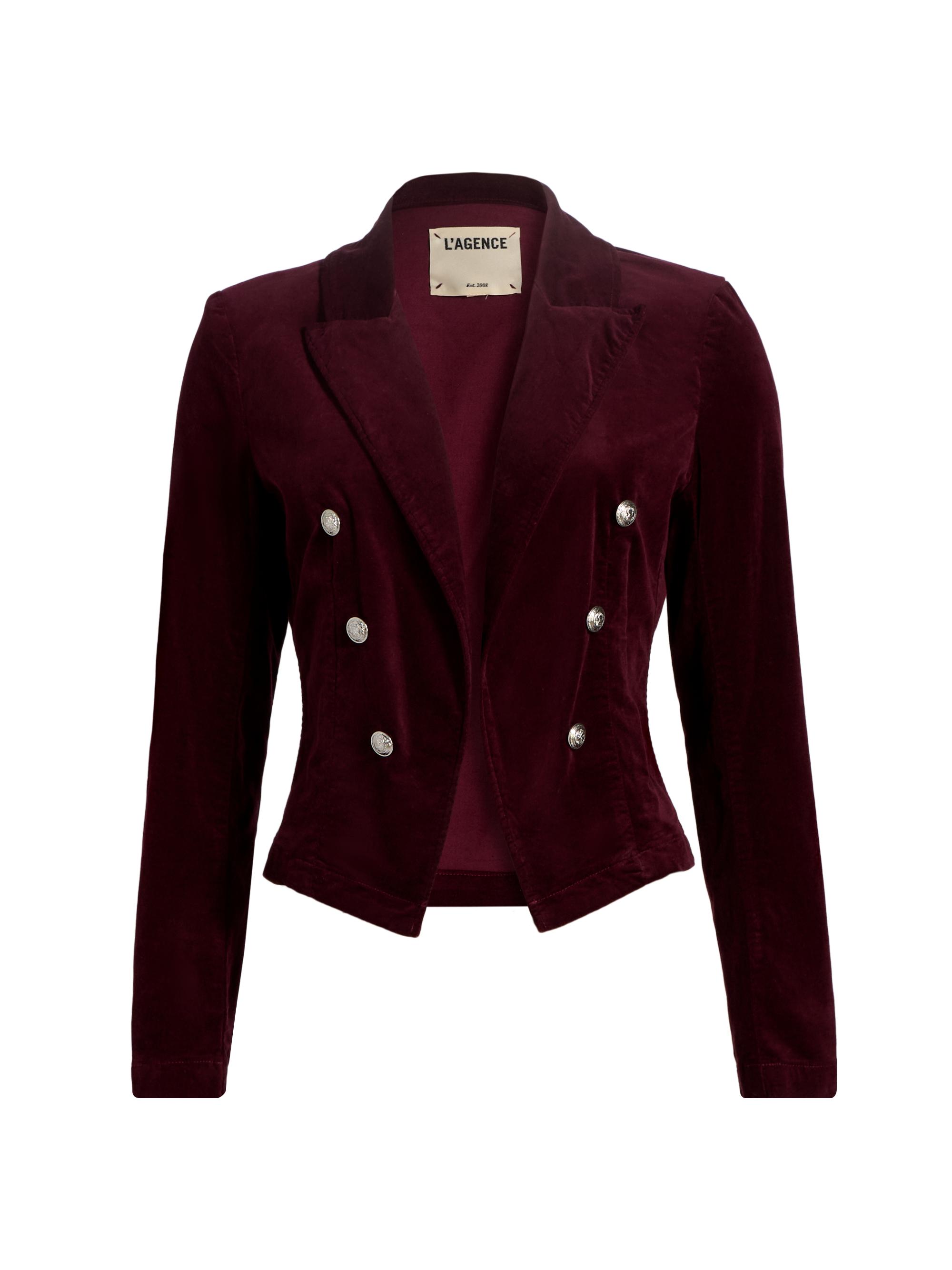 L'AGENCE Women's Wayne Cropped Velveteen Jacket - Dark Port