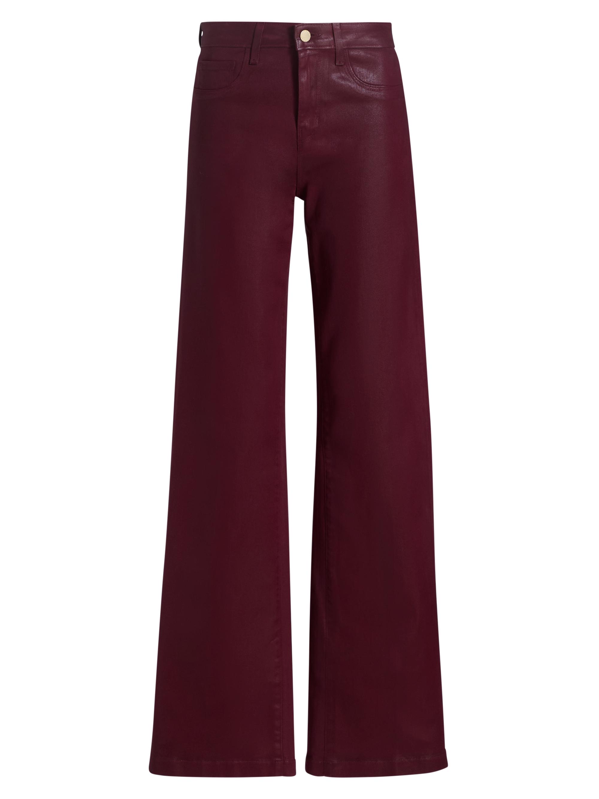 L'AGENCE Women's Clayton Coated High-Rise Wide-Leg Jeans - Dark Port Coated