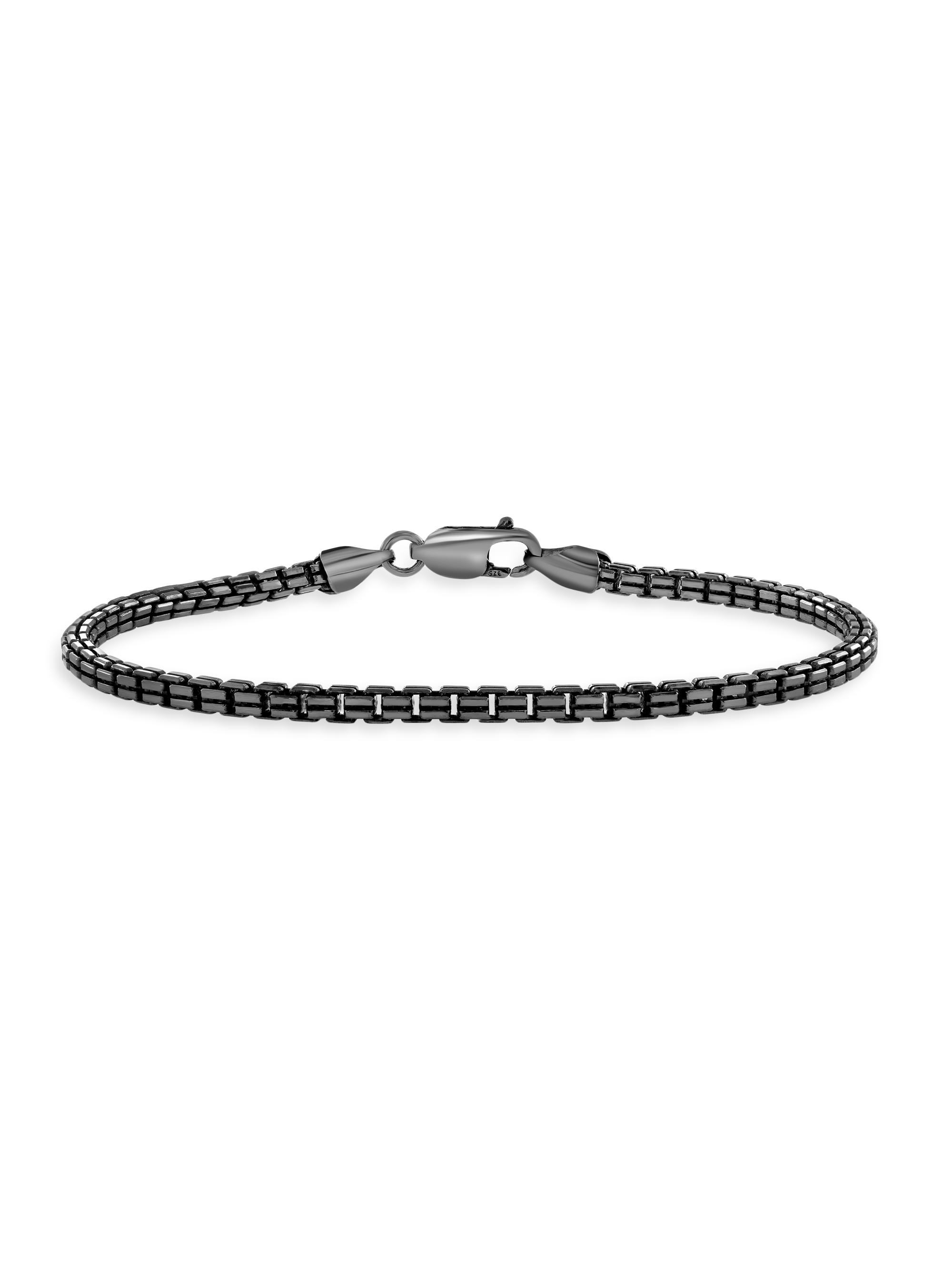 Saks Fifth Avenue Collection Men's Black Ruthenium-Plated Sterling Silver Chain Bracelet - Silver