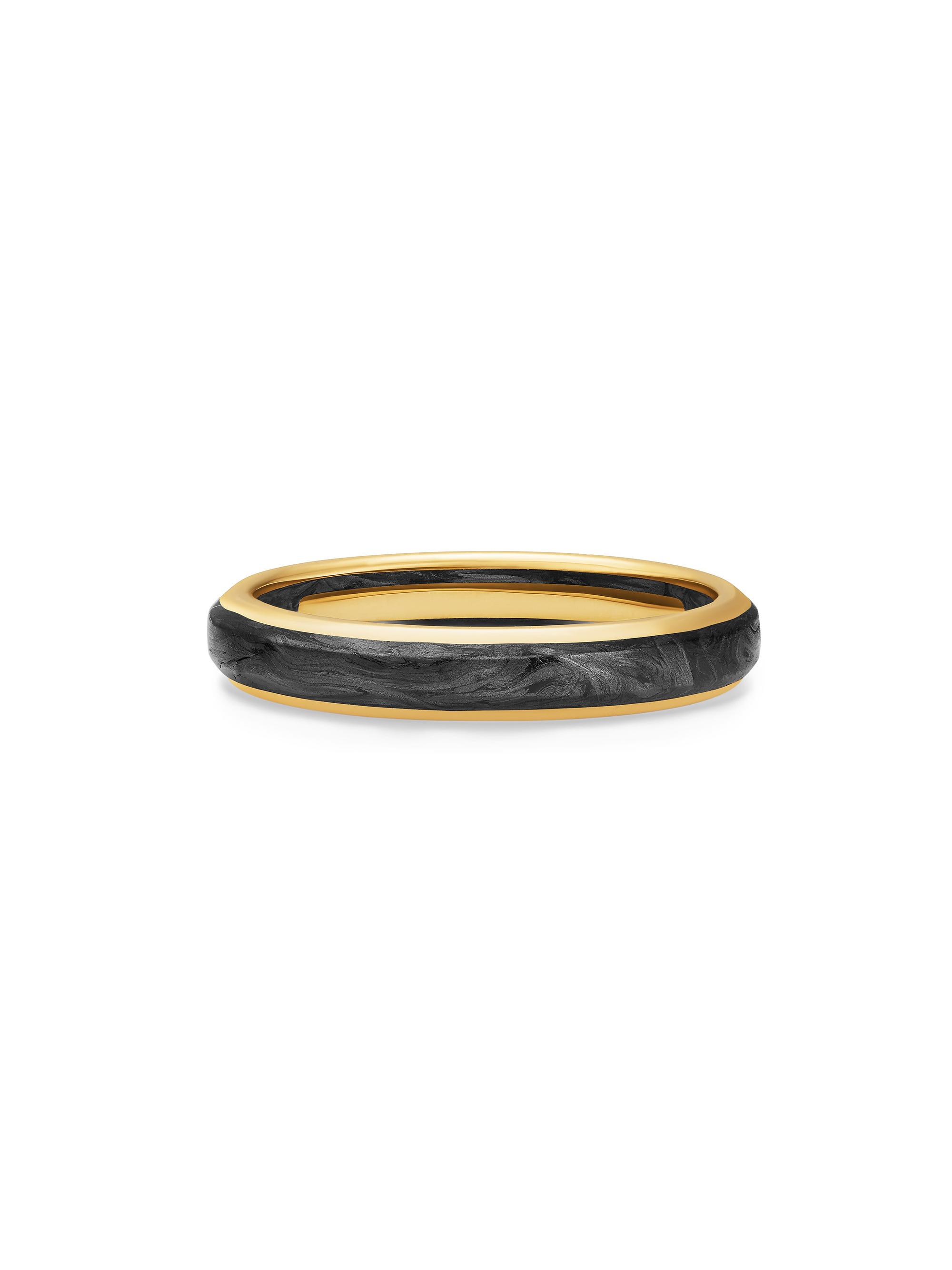 David Yurman Men's Streamline Band Ring in 18K Yellow Gold - Forged Carbon