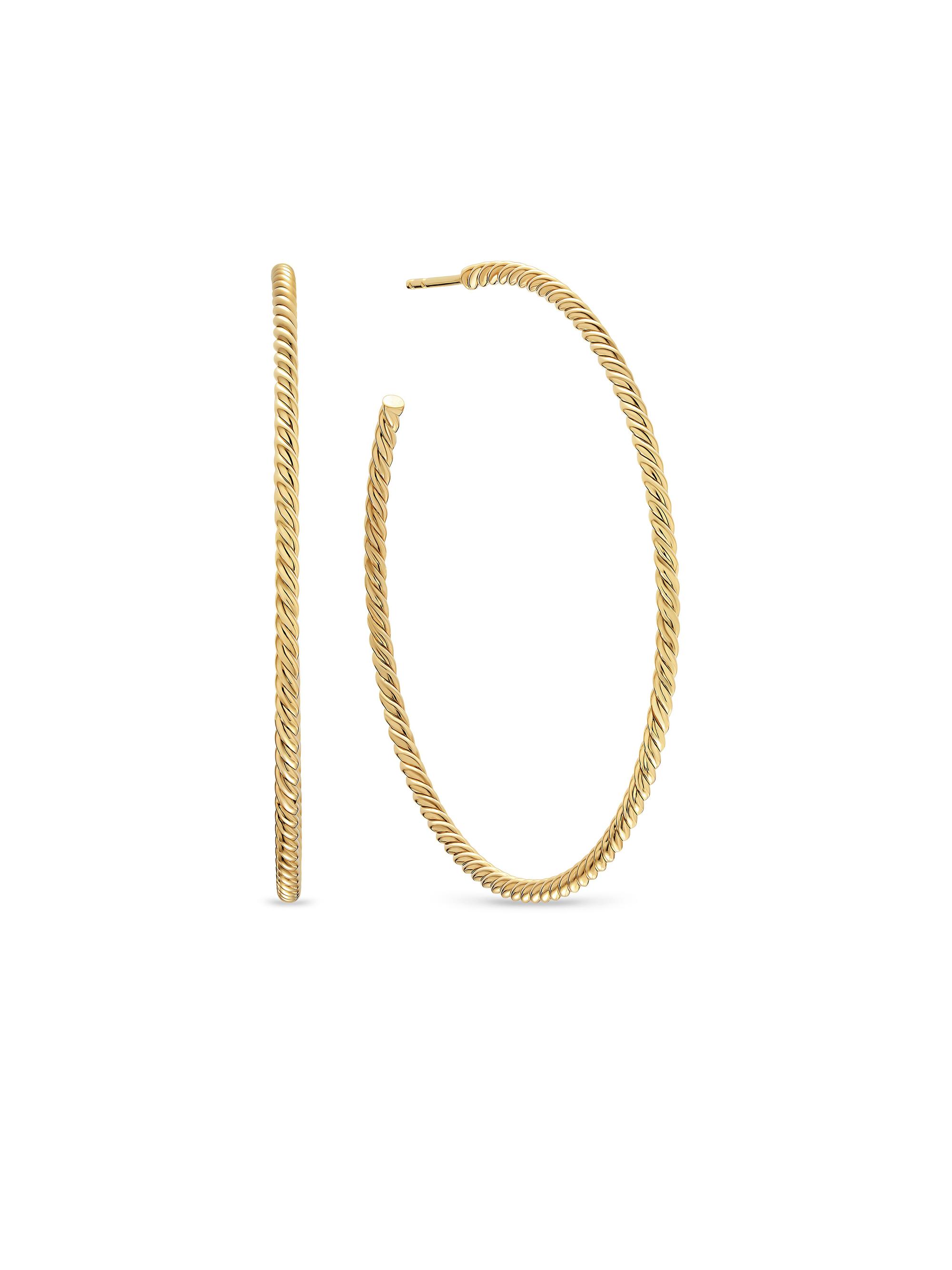 David Yurman Women's Cablespira Hoop Earrings in 18K Yellow Gold, 55MM - Gold