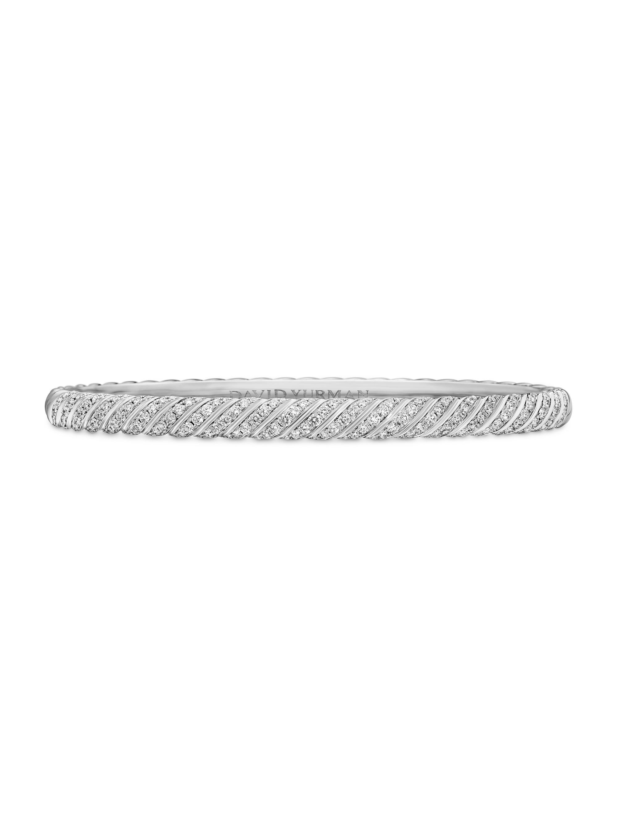 David Yurman Women's Sculpted Cable Bangle Bracelet in 18K White Gold - Silver
