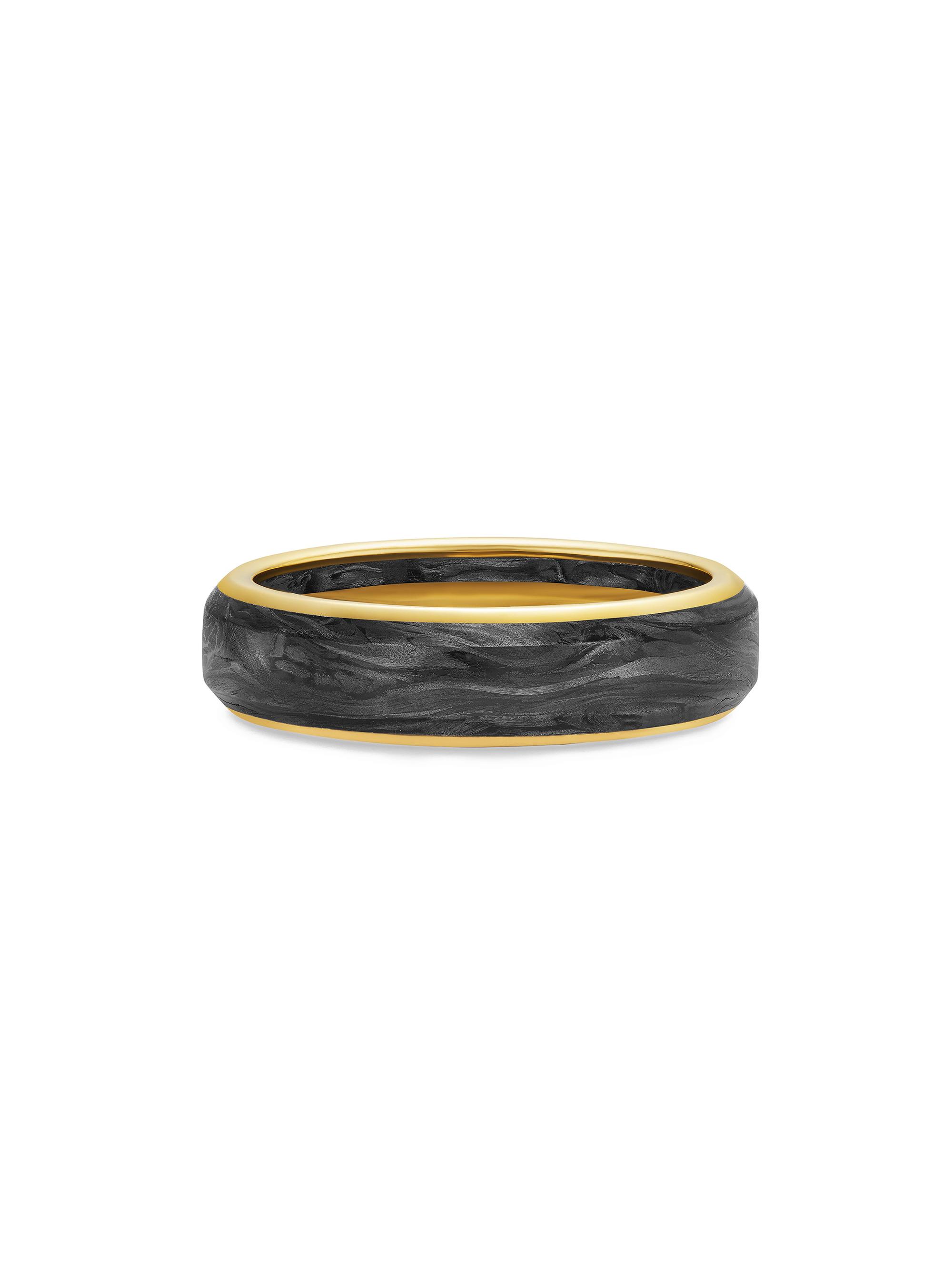 David Yurman Men's Streamline Band Ring in 18K Yellow Gold - Forged Carbon