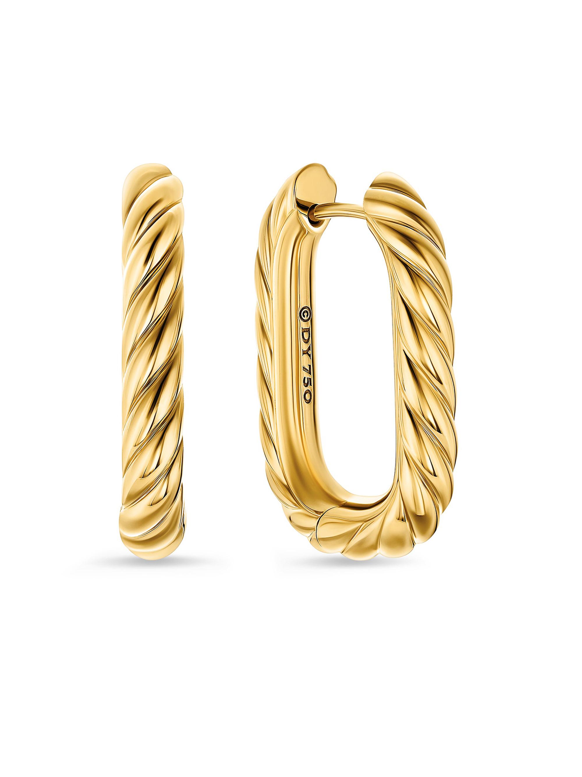 David Yurman Women's Madison Cable Hoop Earrings in 18K Yellow Gold, 24.3MM - Gold