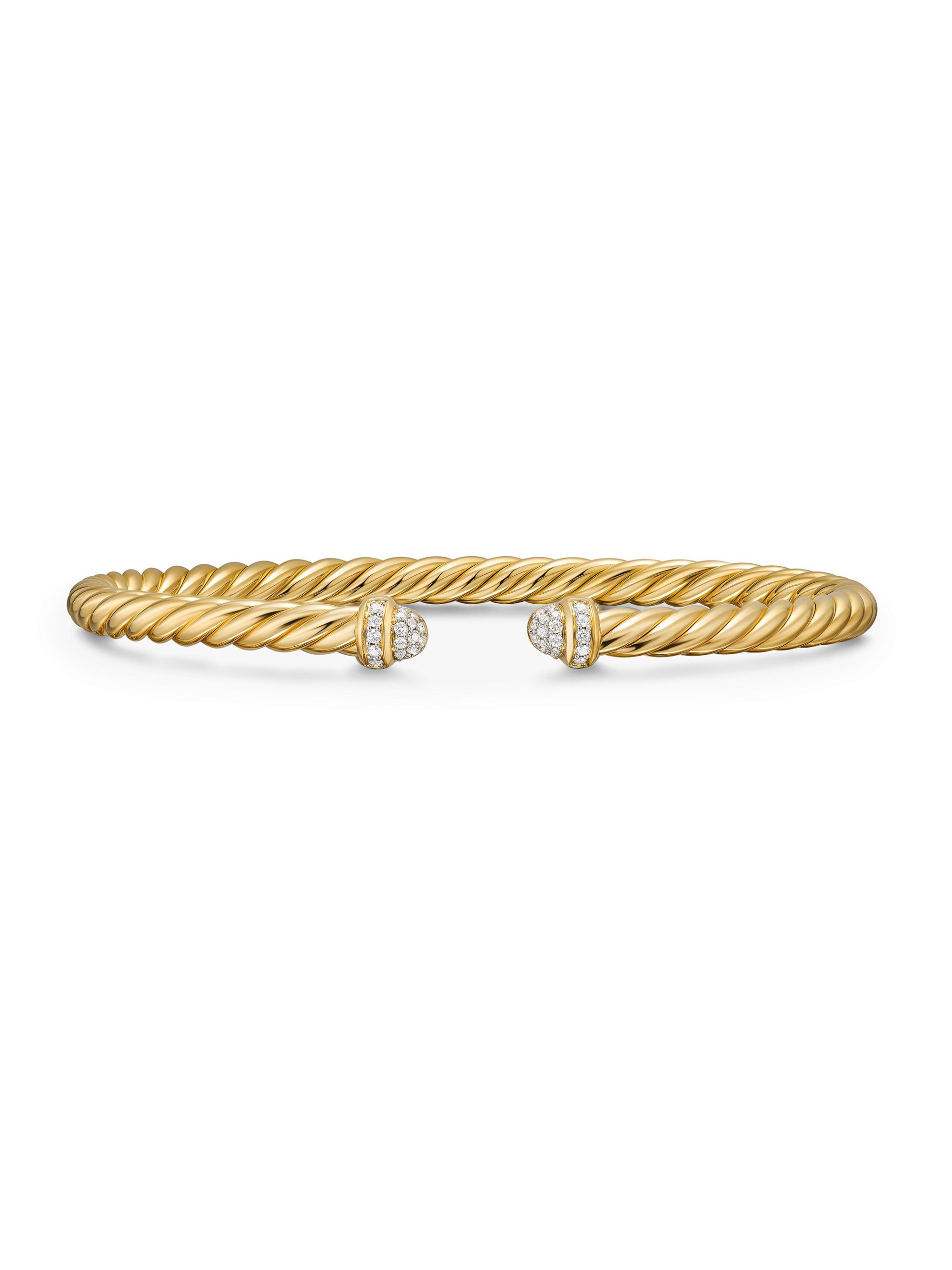 David Yurman Women's Cablespira Flex Bracelet in 18K Yellow Gold - Diamond