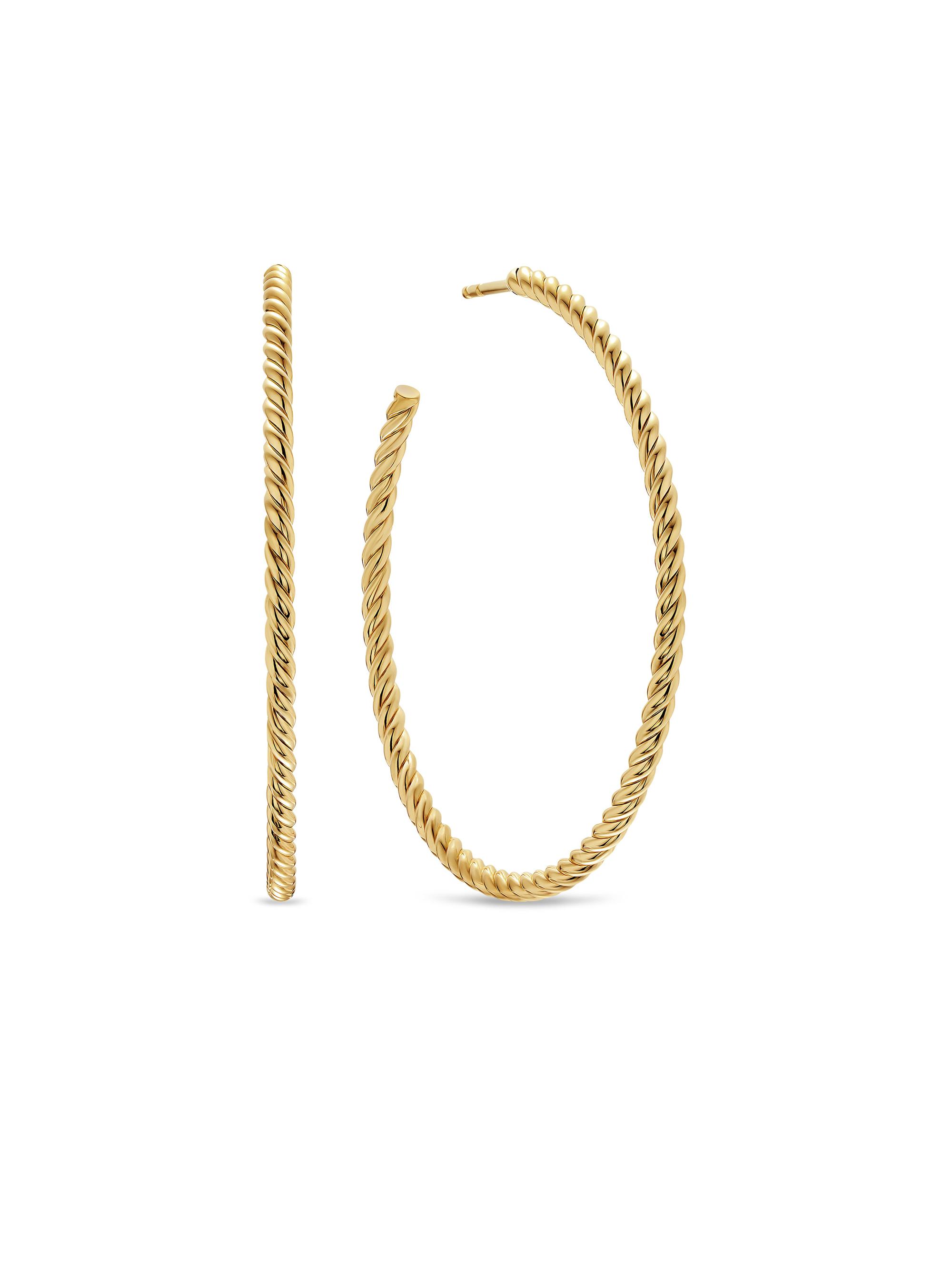 David Yurman Women's Cablespira Hoop Earrings in 18K Yellow Gold, 42.3MM - Gold
