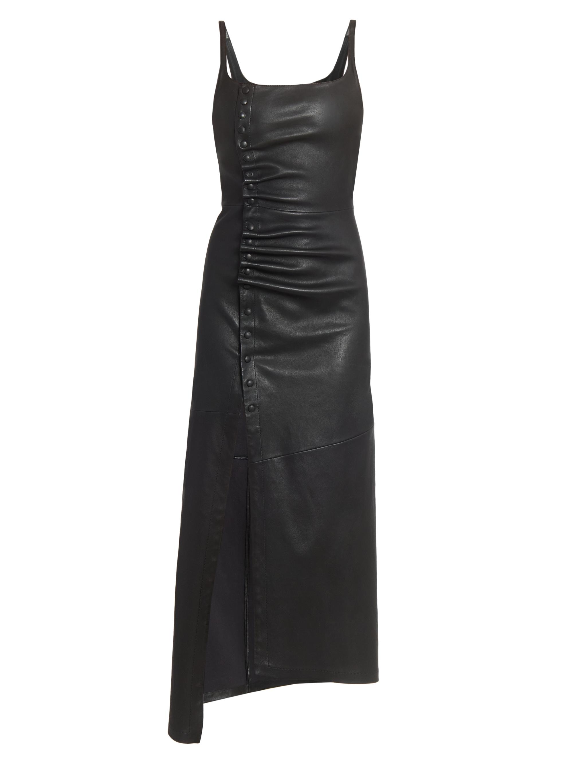 Rabanne Women's Leather Slit Maxi Dress - Black