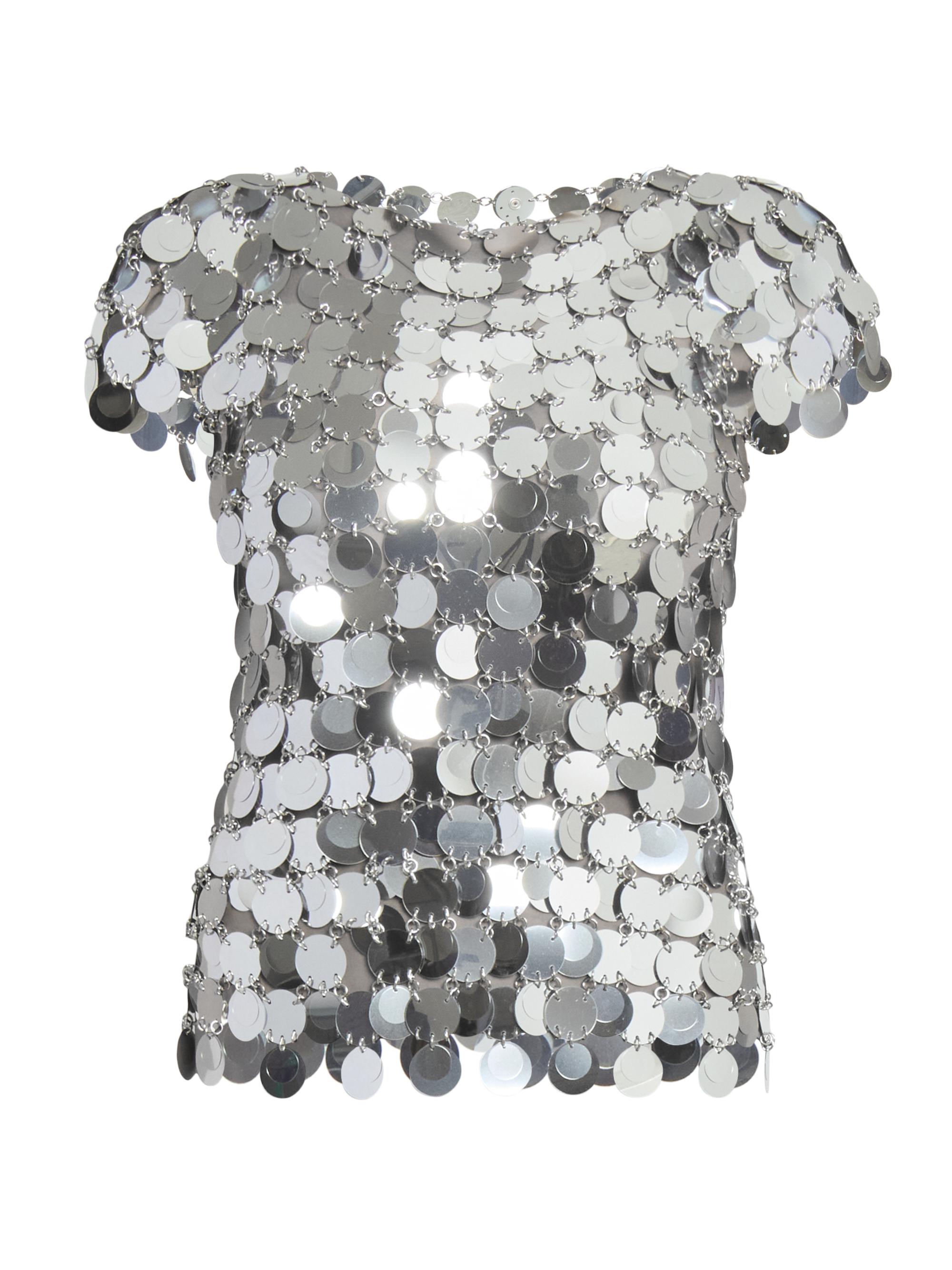 Rabanne Women's Metallic Pailette Top - Silver