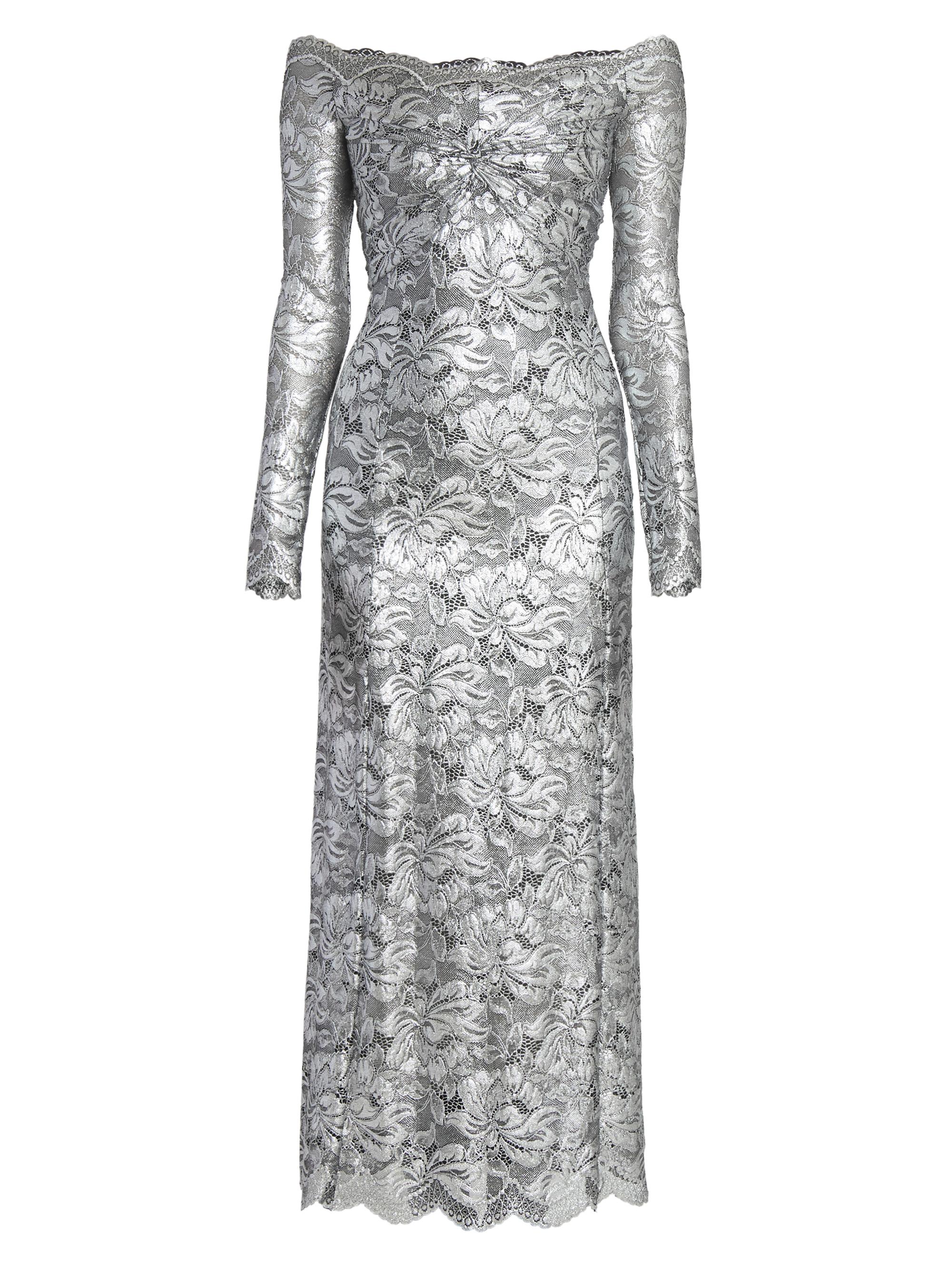 Rabanne Women's Metallic Lace Off-Shoulder Maxi Dress - Black Silver