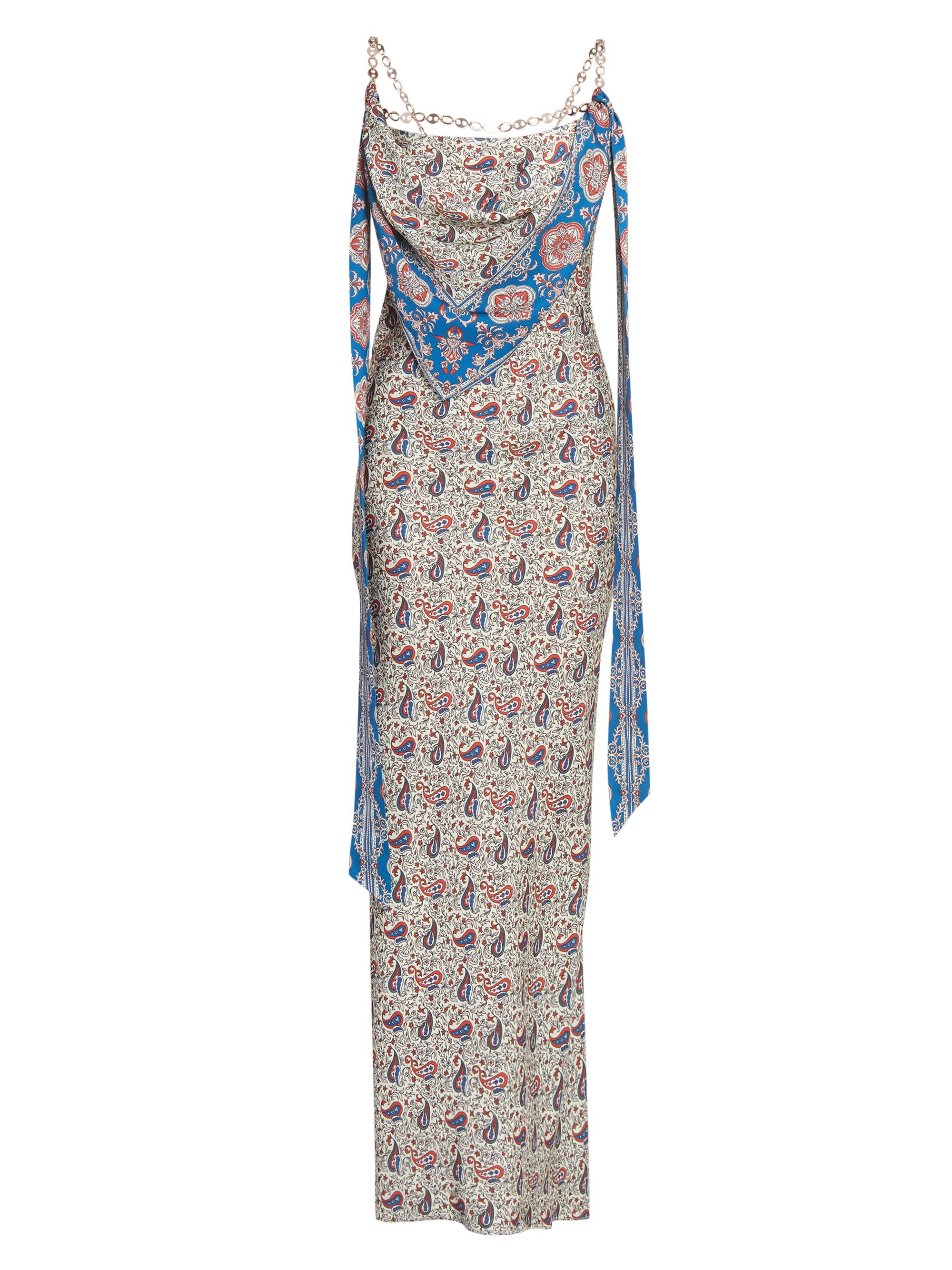 Rabanne Women's Paisley Satin Slim-Fit Maxi Dress - Bandana Paisley Cream