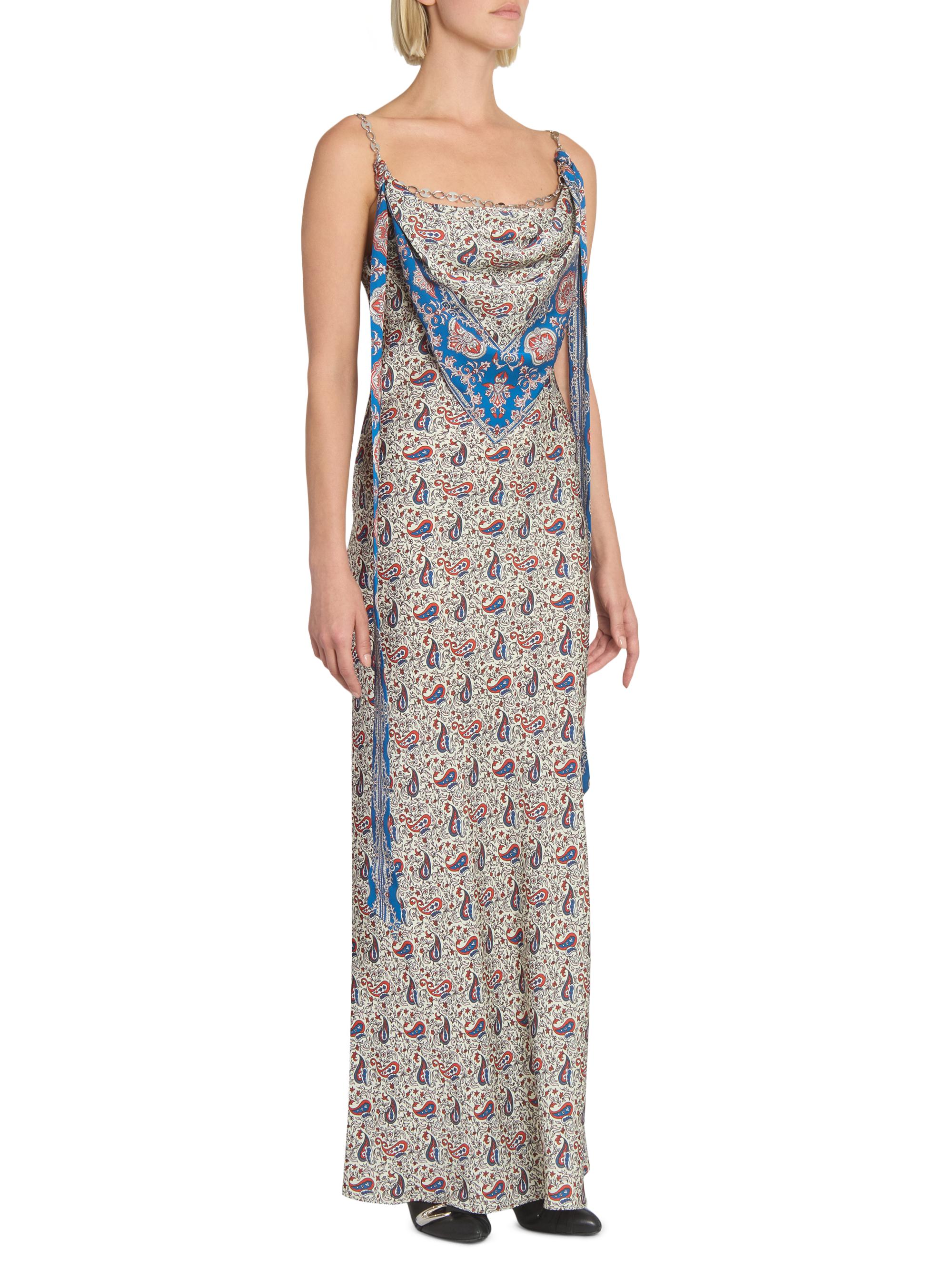 Rabanne Women's Paisley Satin Slim-Fit Maxi Dress - Bandana Paisley Cream - Size 12