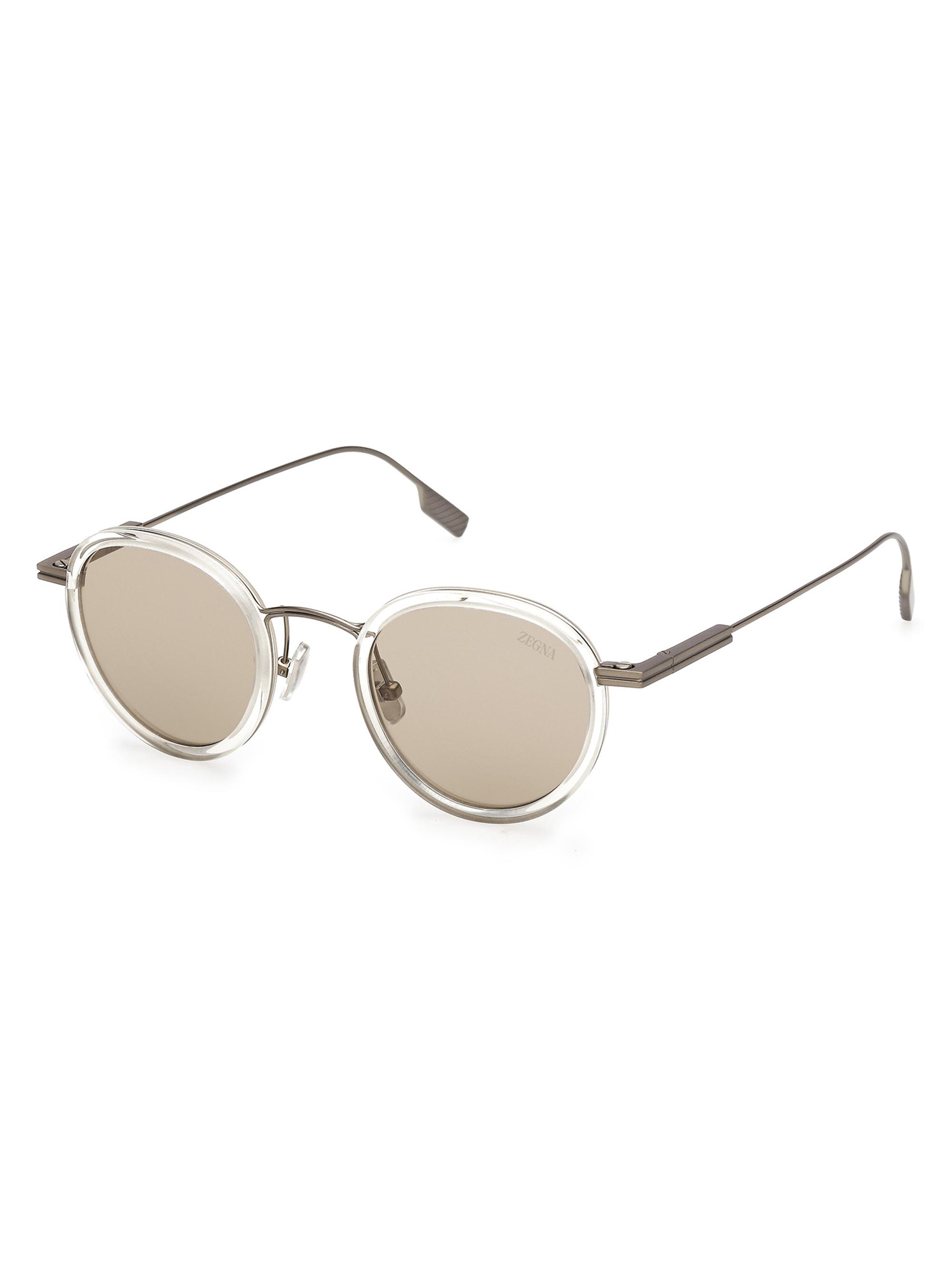ZEGNA Men's 46MM Round Sunglasses - Shiny Matte Gold Brown