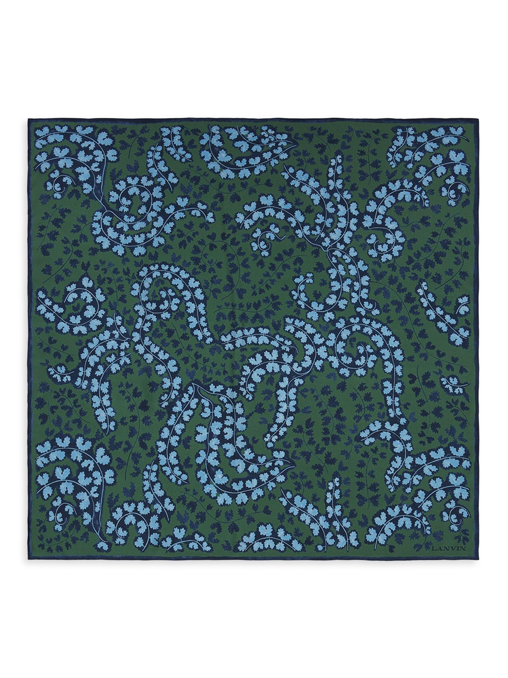 Lanvin Women's Silk Scarf with a Rateau Print - Vert De Gris