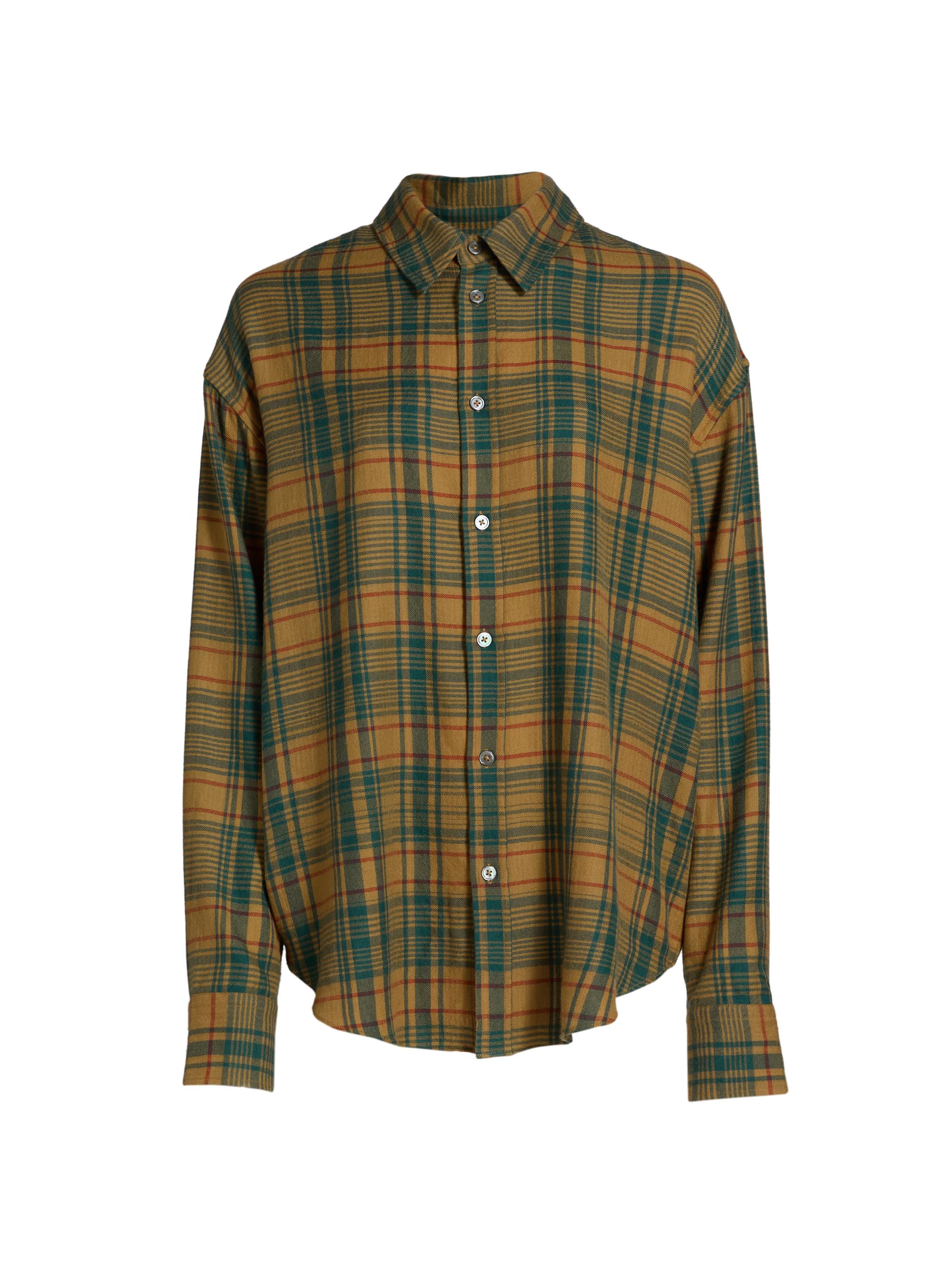 The Elder Statesman Women's Plaid Cashmere-Wool Big Shirt - Sunshine Plaid