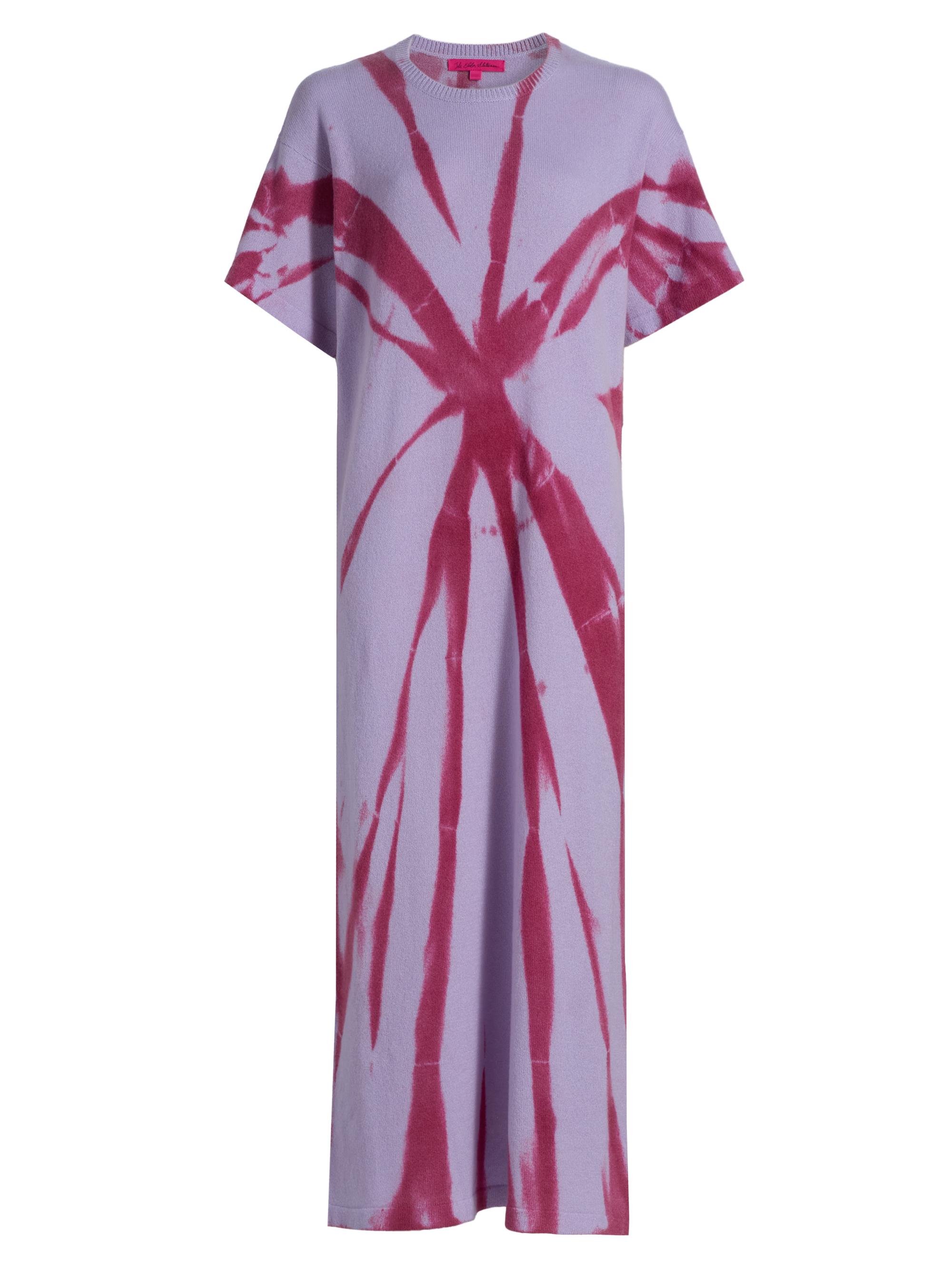 The Elder Statesman Women's Mythic Oversized Dyed Cashmere T-Shirt Maxi Dress - Lilac Red Cedar