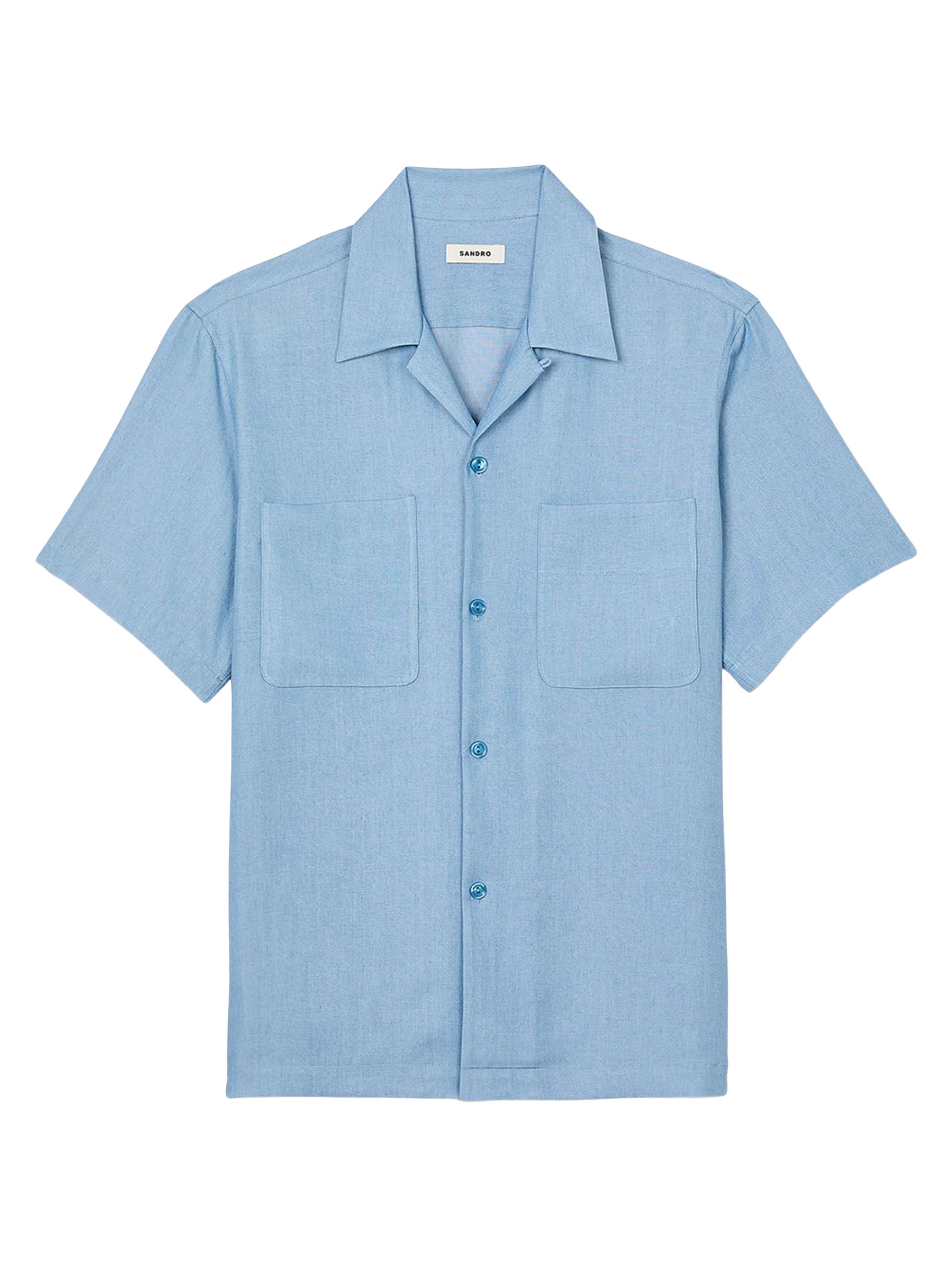 Sandro Men's Short-Sleeved Shirt - Chambray