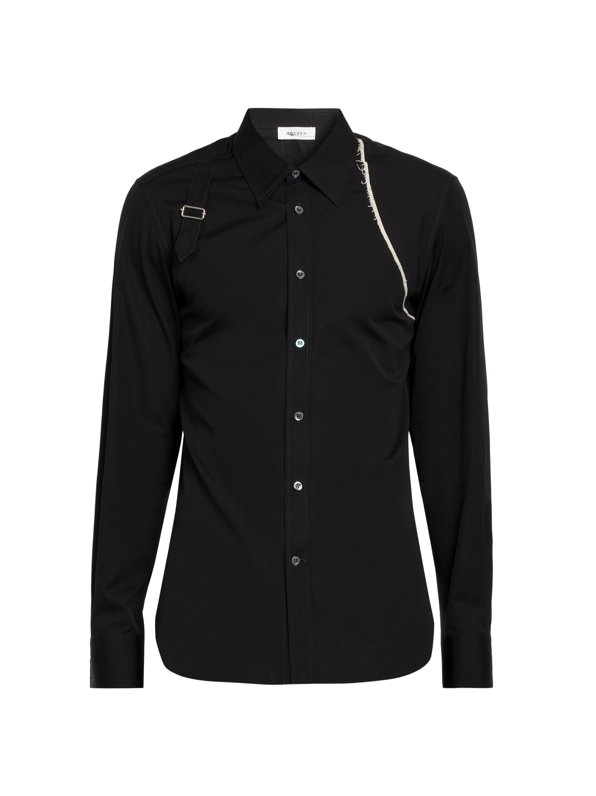 McQueen Men's Raw Cut Harness Shirt - Black