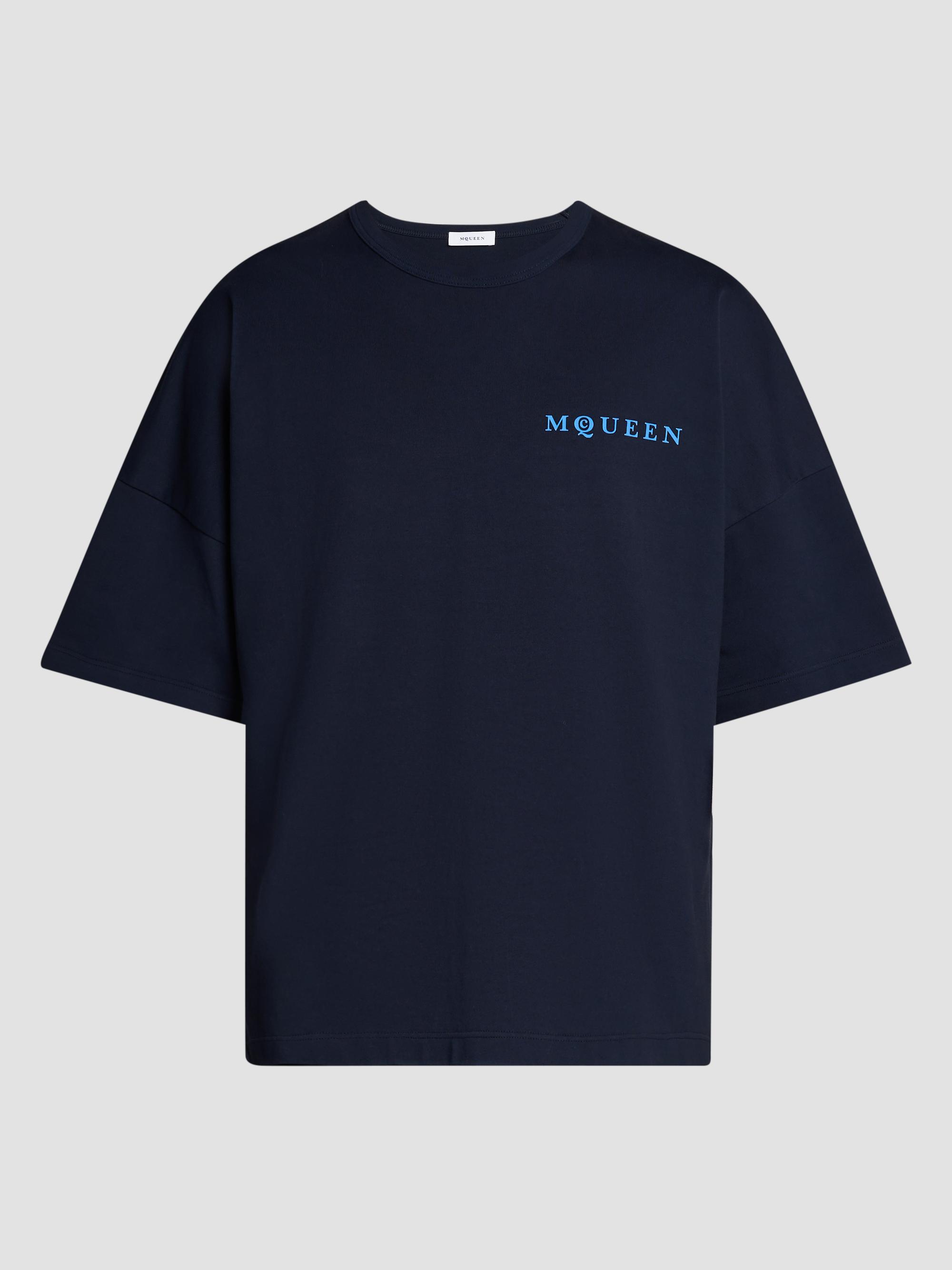 McQueen Men's Logo Cotton Crewneck T-Shirt - Black Multi