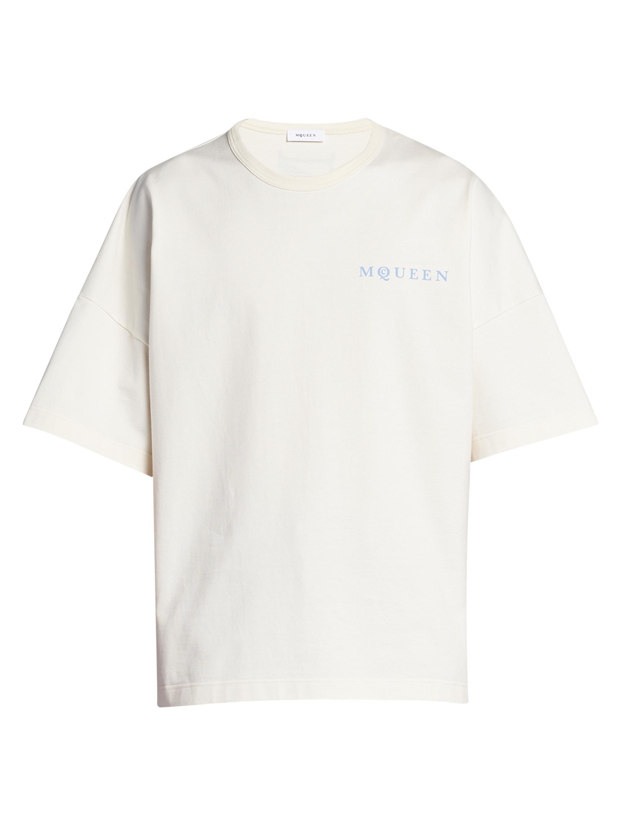 McQueen Men's Logo Cotton Crewneck T-Shirt -  Pale Blue