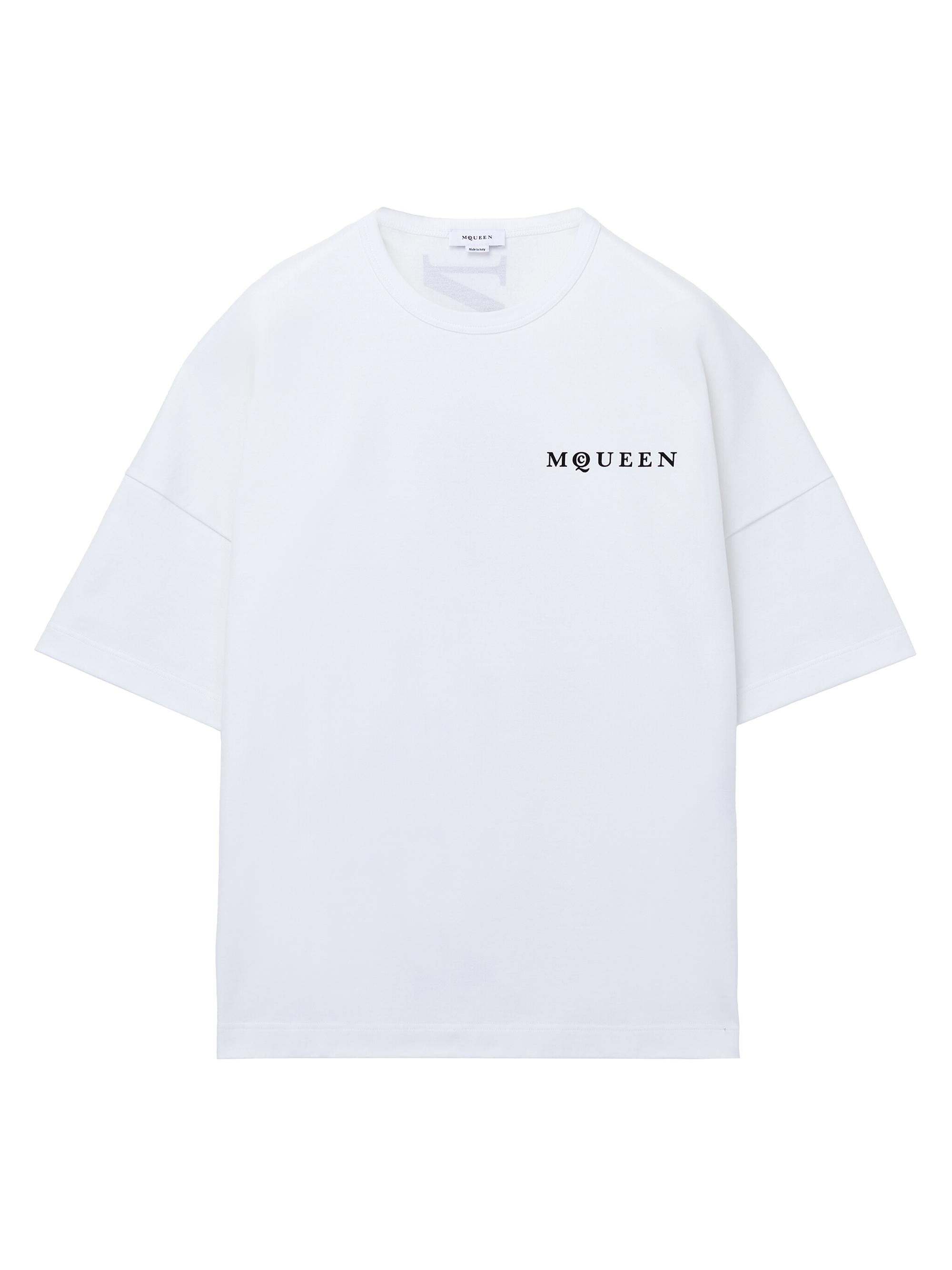 McQueen Men's Logo Cotton Crewneck T-Shirt - White Black