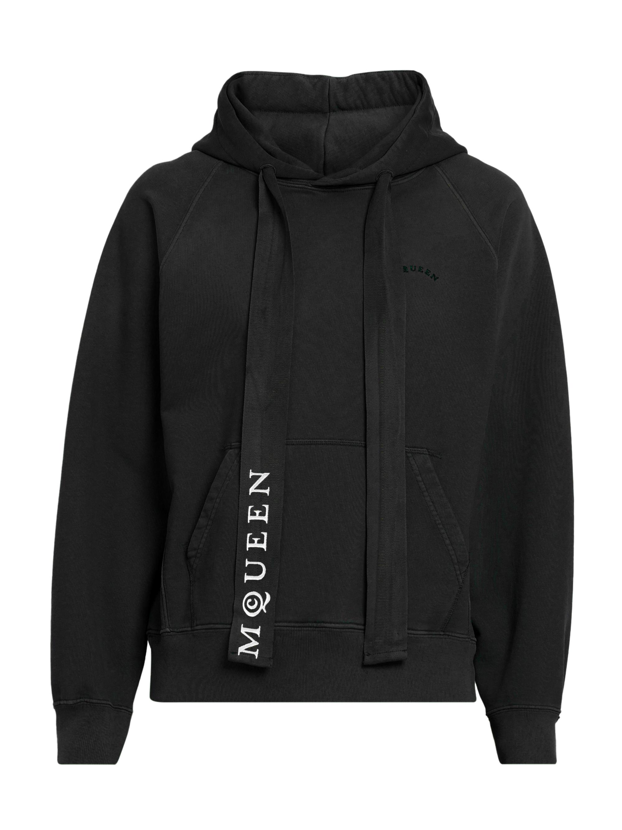 McQueen Men's Wide Drawcord Hoodie - Black