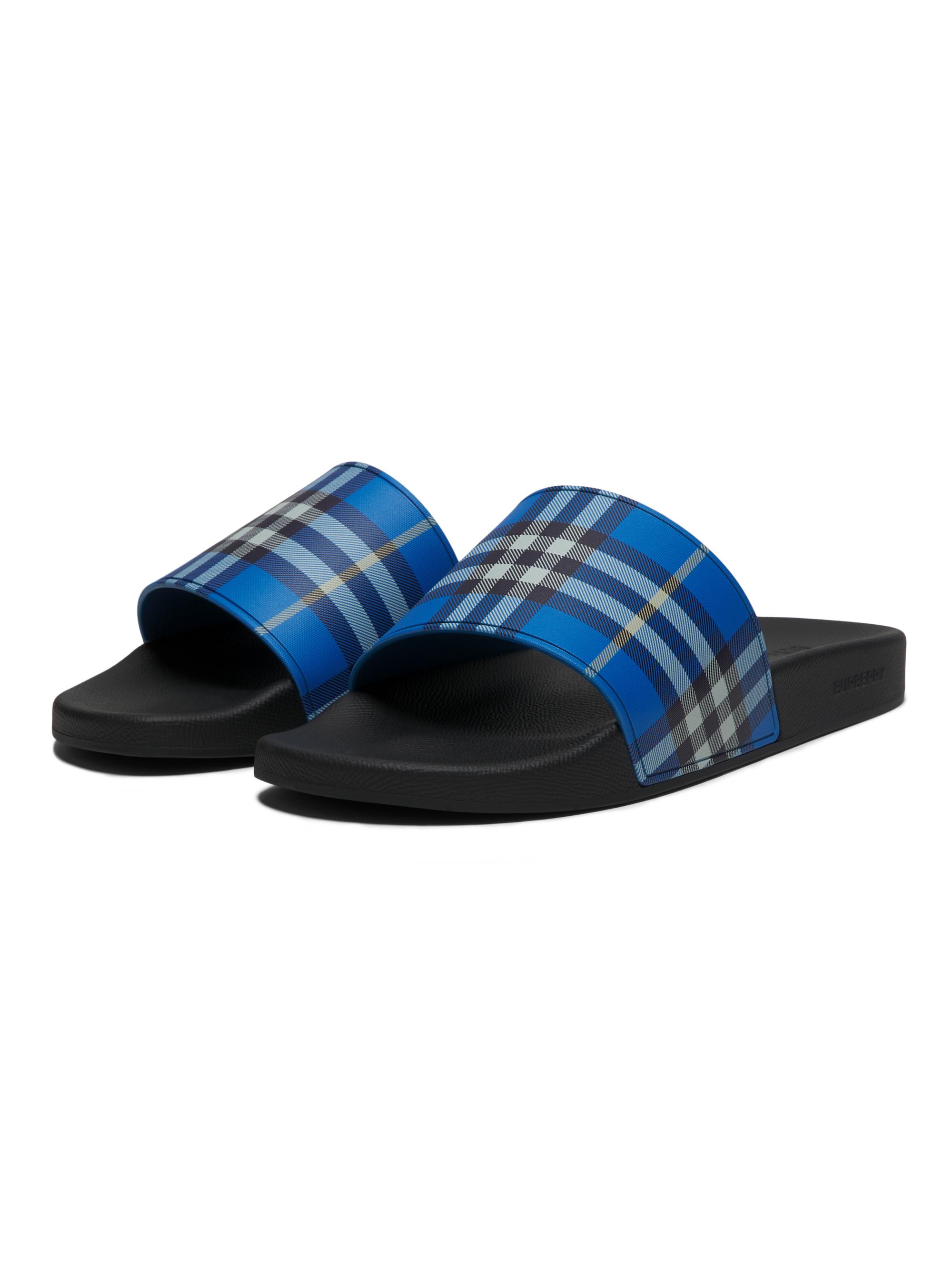 Burberry Blue Plaid Men’s Slide Sandals 159D0C0F-6535-4F46-9C94-  main image 2