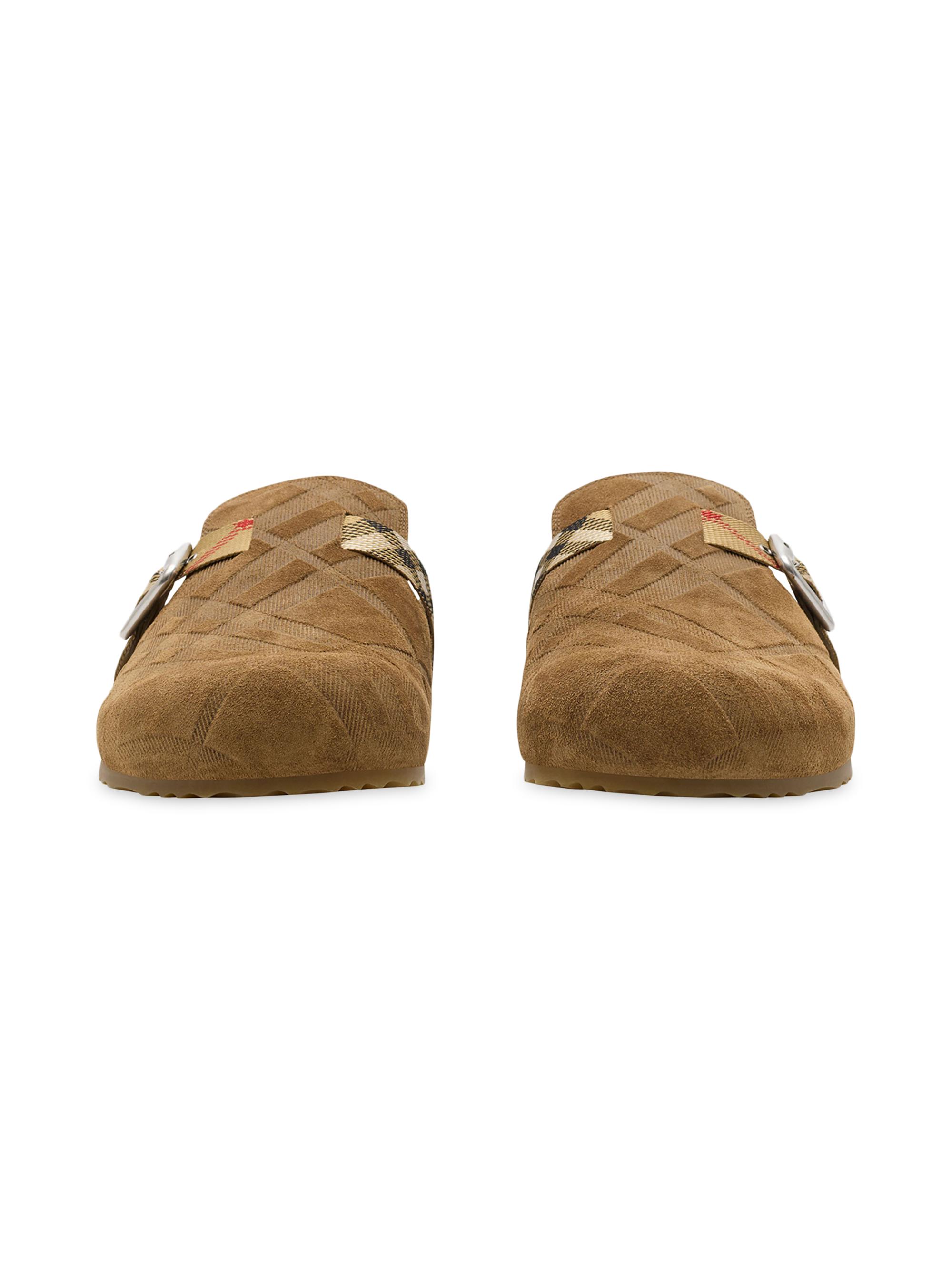 Urchin Check-Trimmed Suede Clogs