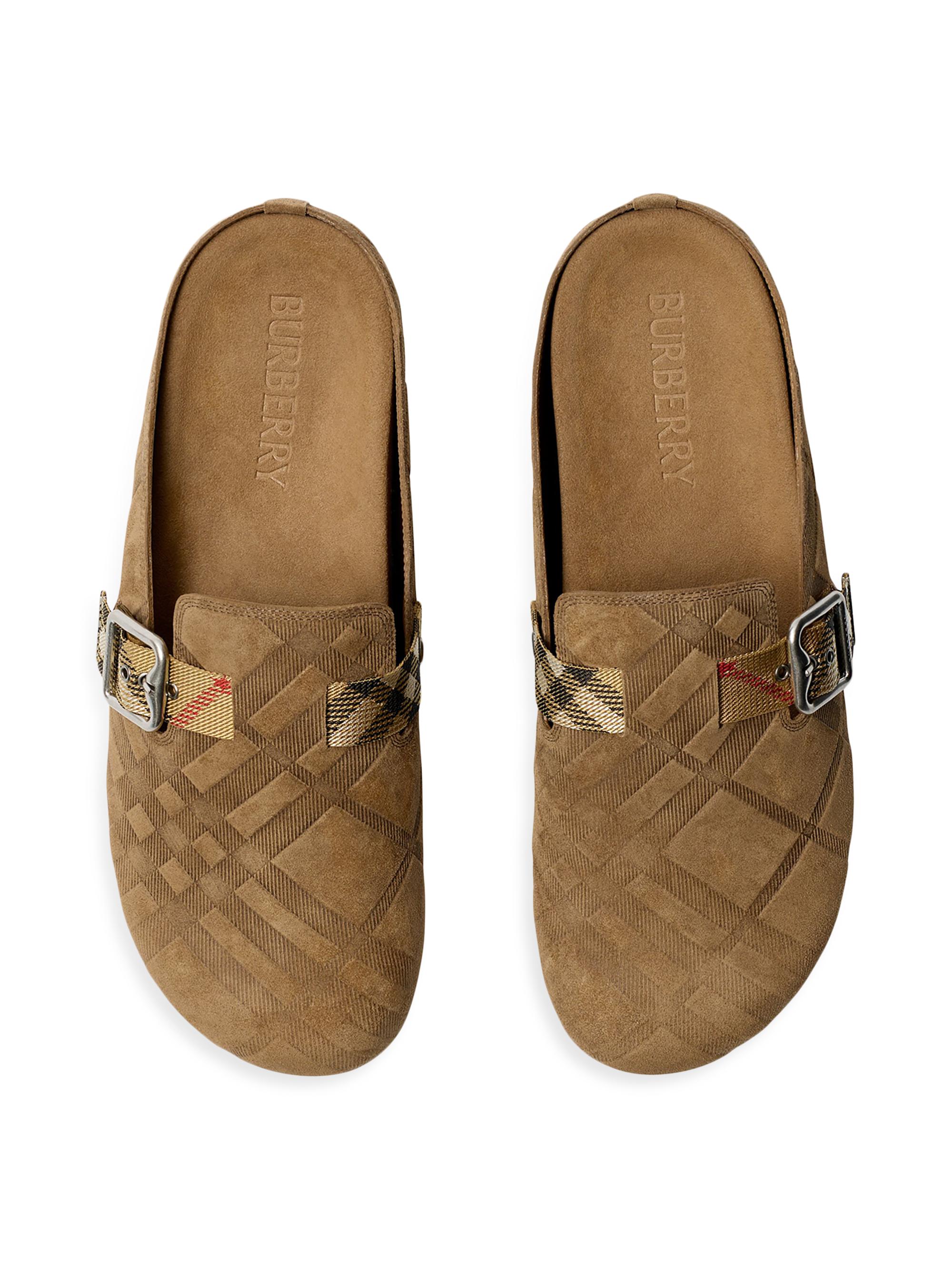 Urchin Check-Trimmed Suede Clogs