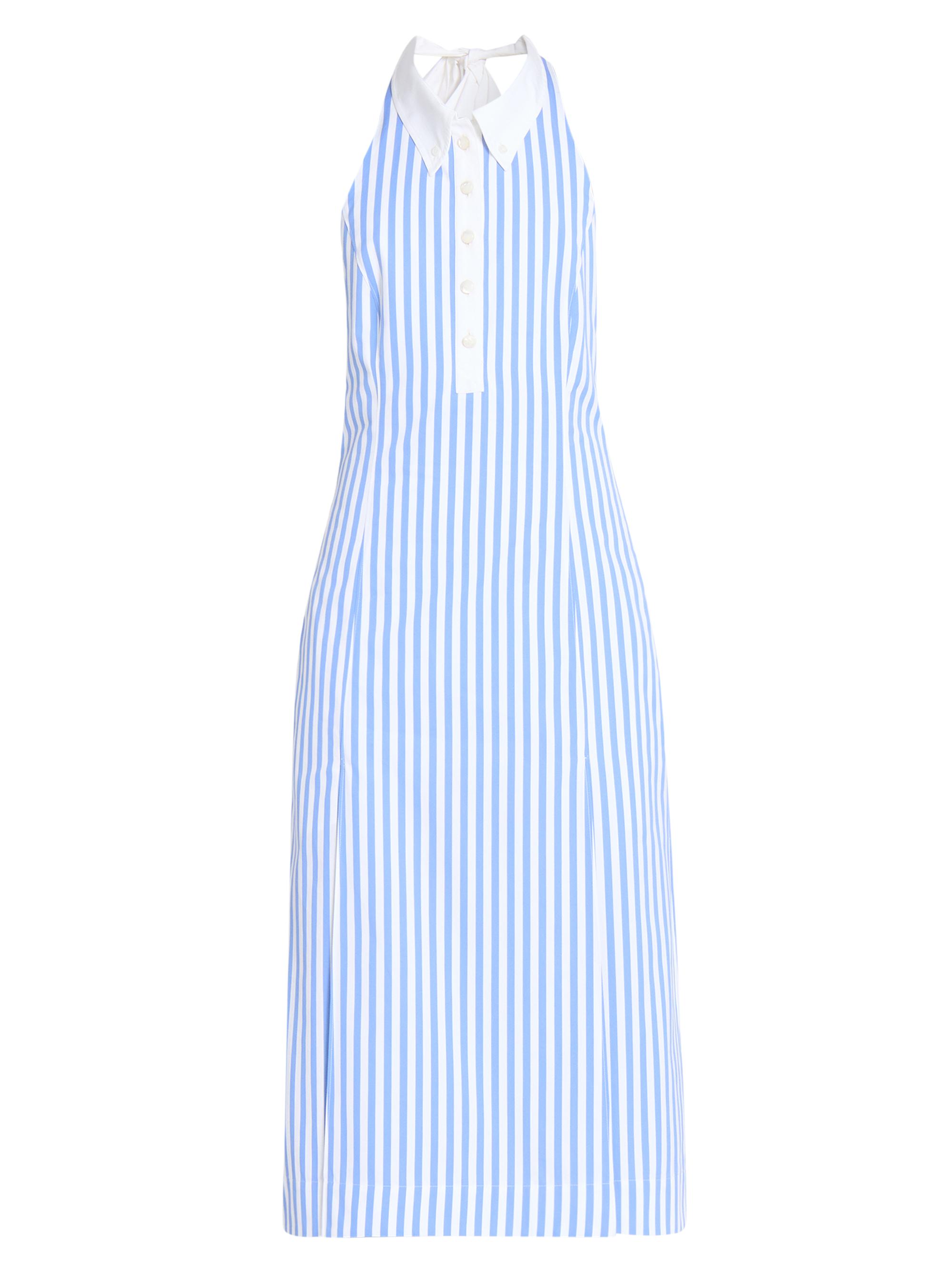 Thom Browne Women's Striped Cotton Poplin Knee-Length Shirtdress - Medium Blue